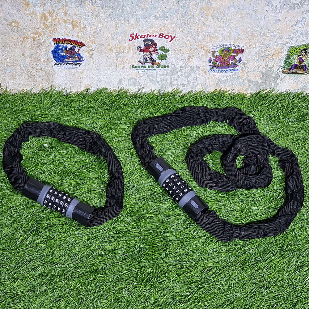 [0901] โซ่เหล็ก หุ้มผ้า ล็อคจักรยาน แบบอ่อน กันขโมย รหัสล็อค5หลัก หนา6มิล หมดปัญหาลืมกุญแจ