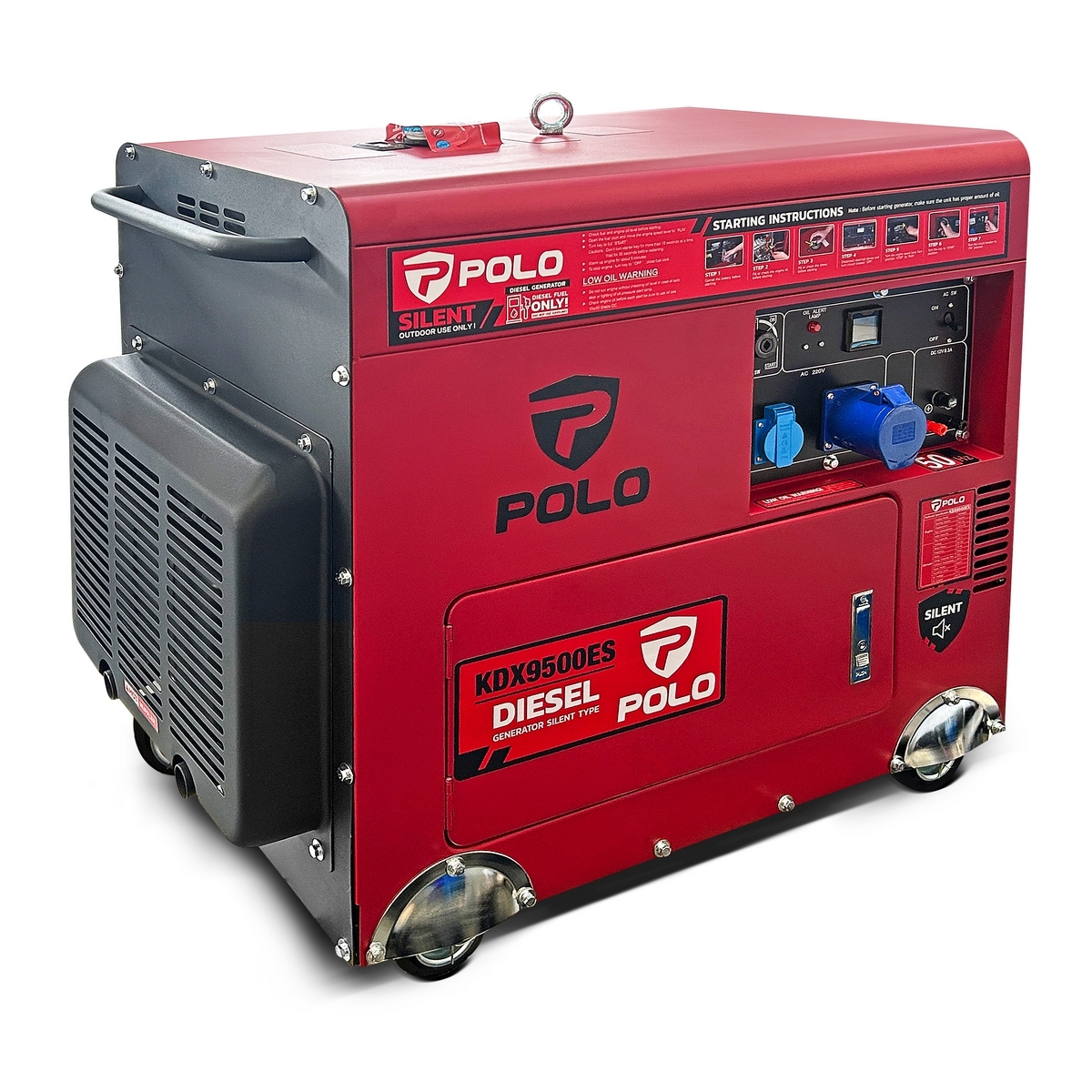เครื่องปั่นไฟดีเซล Silent Type 7.5 kW เครื่องยนต์ 10.7 แรงม้า POLO รุ่น KDX9500ES