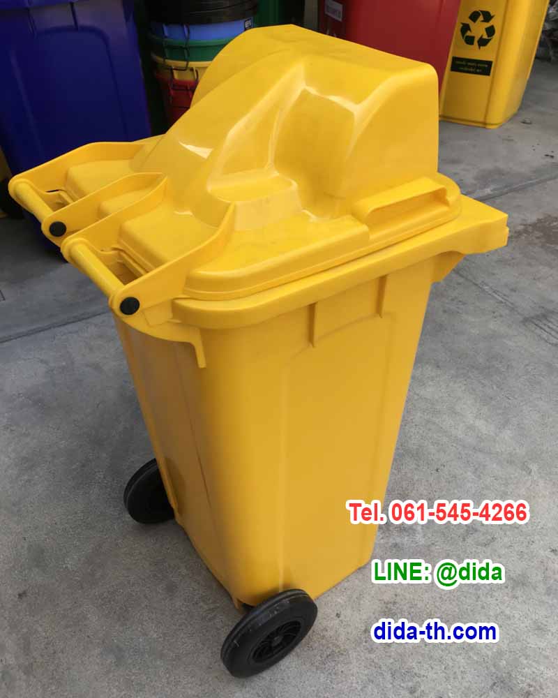 ถังขยะทรงเหลี่ยม พร้อมล้อเข็น ฝา 1 ช่องทิ้ง 120 ลิตร