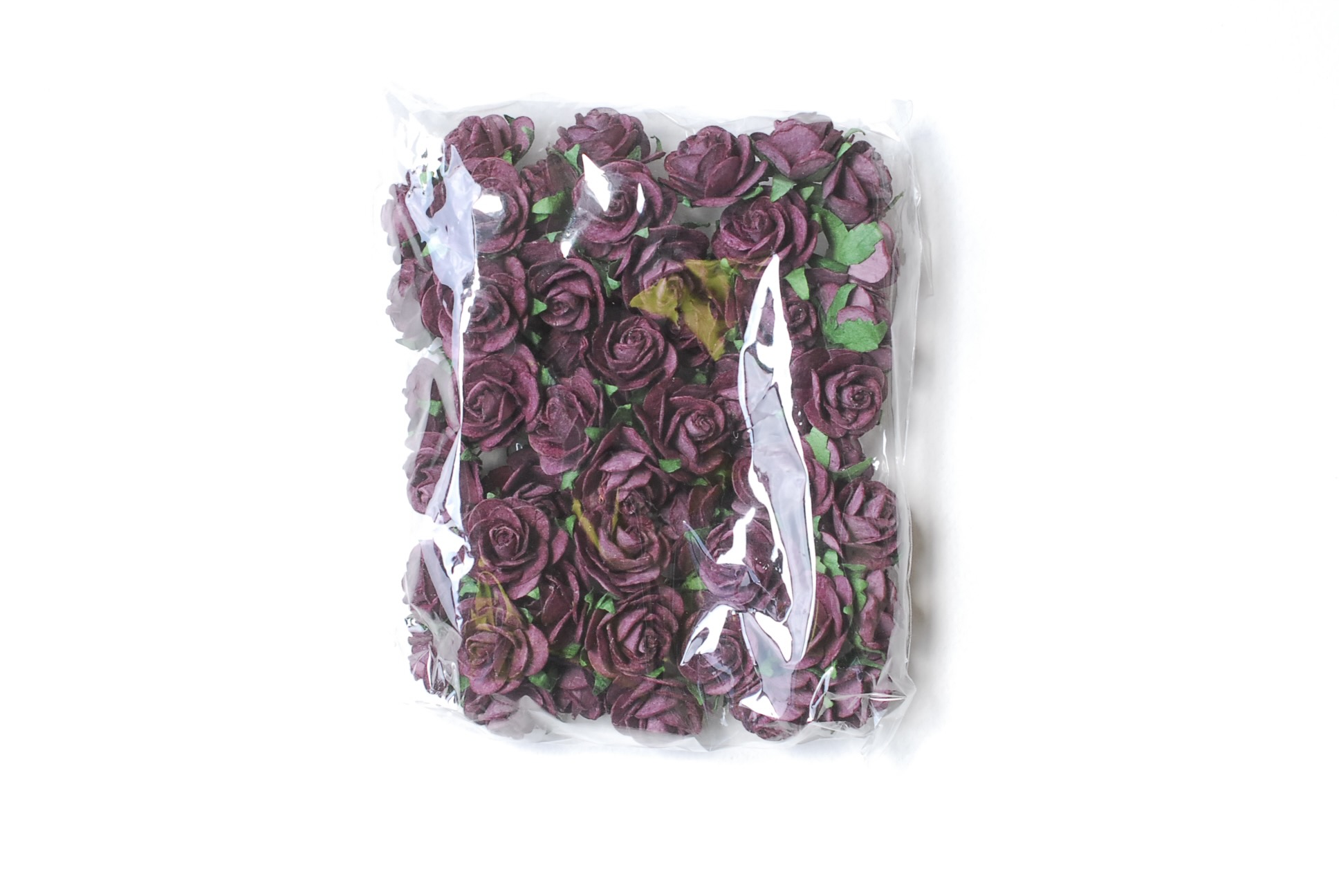 ดอกไม้กระดาษ ดอกไม้กระดาษสา ราคาส่ง,ดอกไม้กุหลาบกระดาษ ดอกกุหลาบกระดาษสา ดอกไม้ประดิษฐ์ สำหรับตกแต่ง หรืองานแต่งงาน สีม่วงเข้ม ขนาด 2.5 cm. จำนวน 50 ดอก