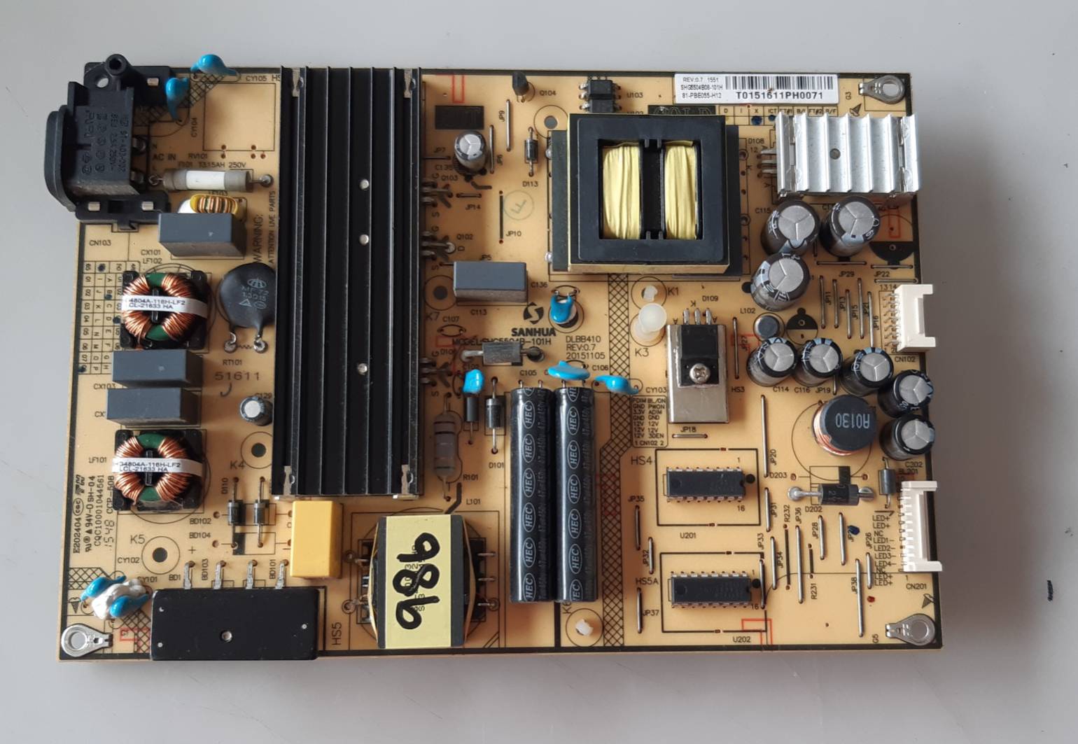 อันที่ 986 TCL 55S3800 ซัฟฟลาย SHG5504B-101H CQC10001044561 81-PBE005-H91 ดีเทสแล้ว