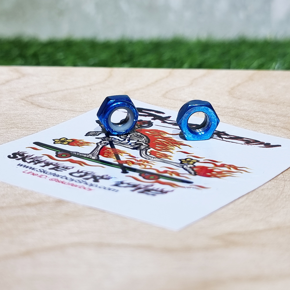 [0318] น็อตยึดล้อสเก็ตบอร์ดติดทรัค ตัวเมียแต่ง ชุบสีโลหะเงา 5สี E-Coating nut carbon steel