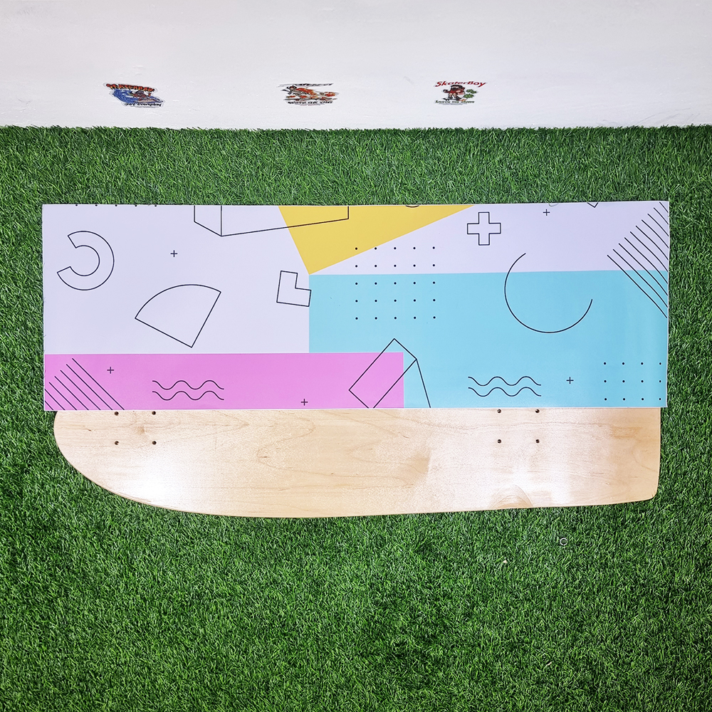 [0303] สติ๊กเกอร์ PVC ติดใต้ท้องบอร์ด ติดง่าย กันน้ำ ลายเส้นเลขาคณิต