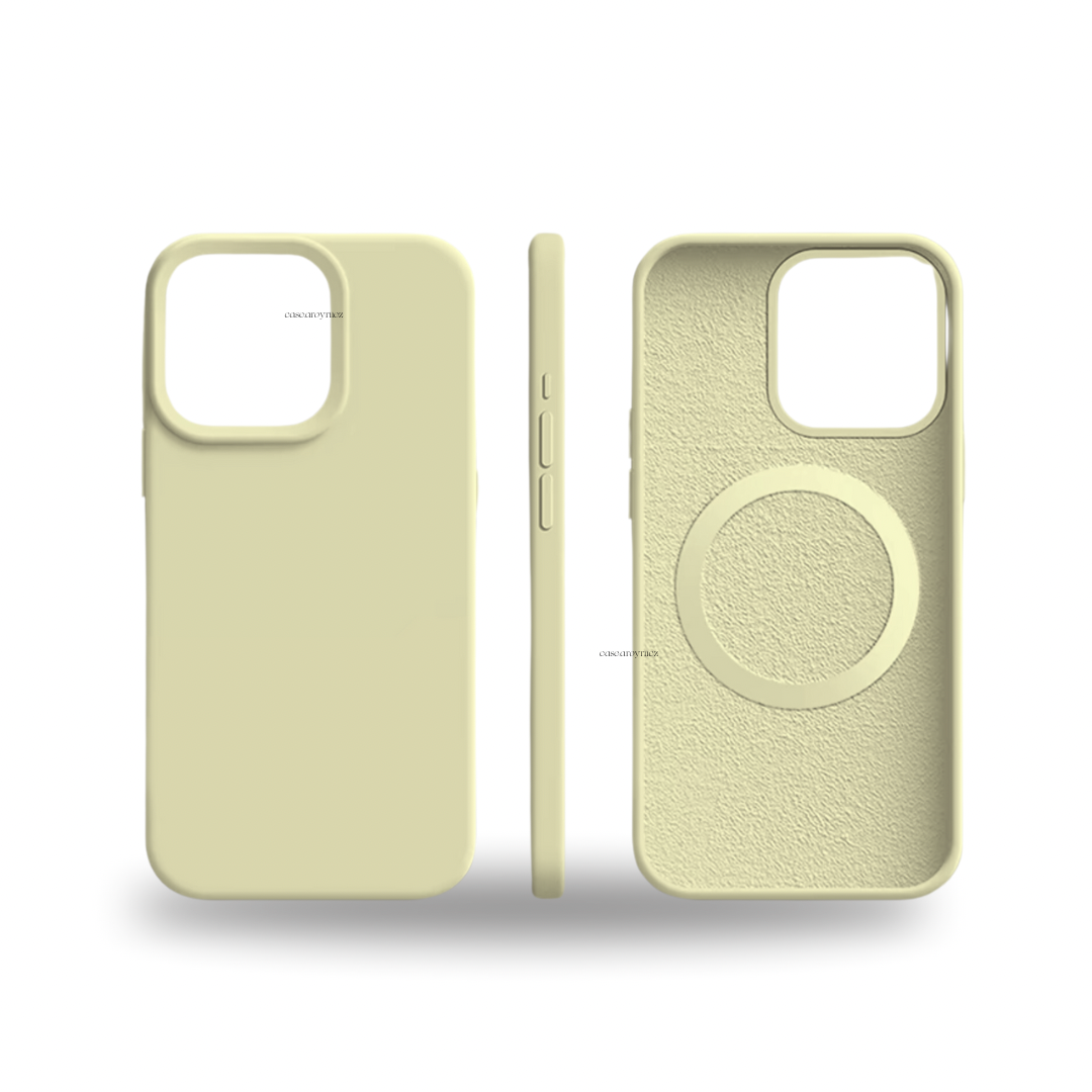 Silicone premium with magsafe case (pastel yellow colors)