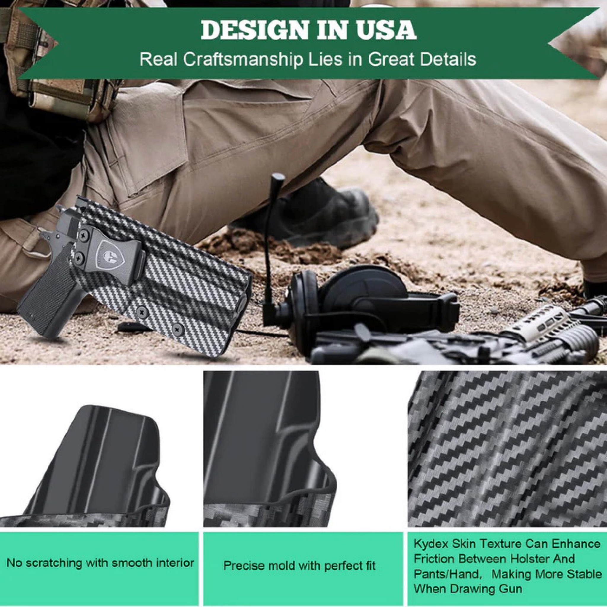 ซองพกใน Cardon fiber 1911 (ไม่มีราง) WARRIORLAND (K0590)