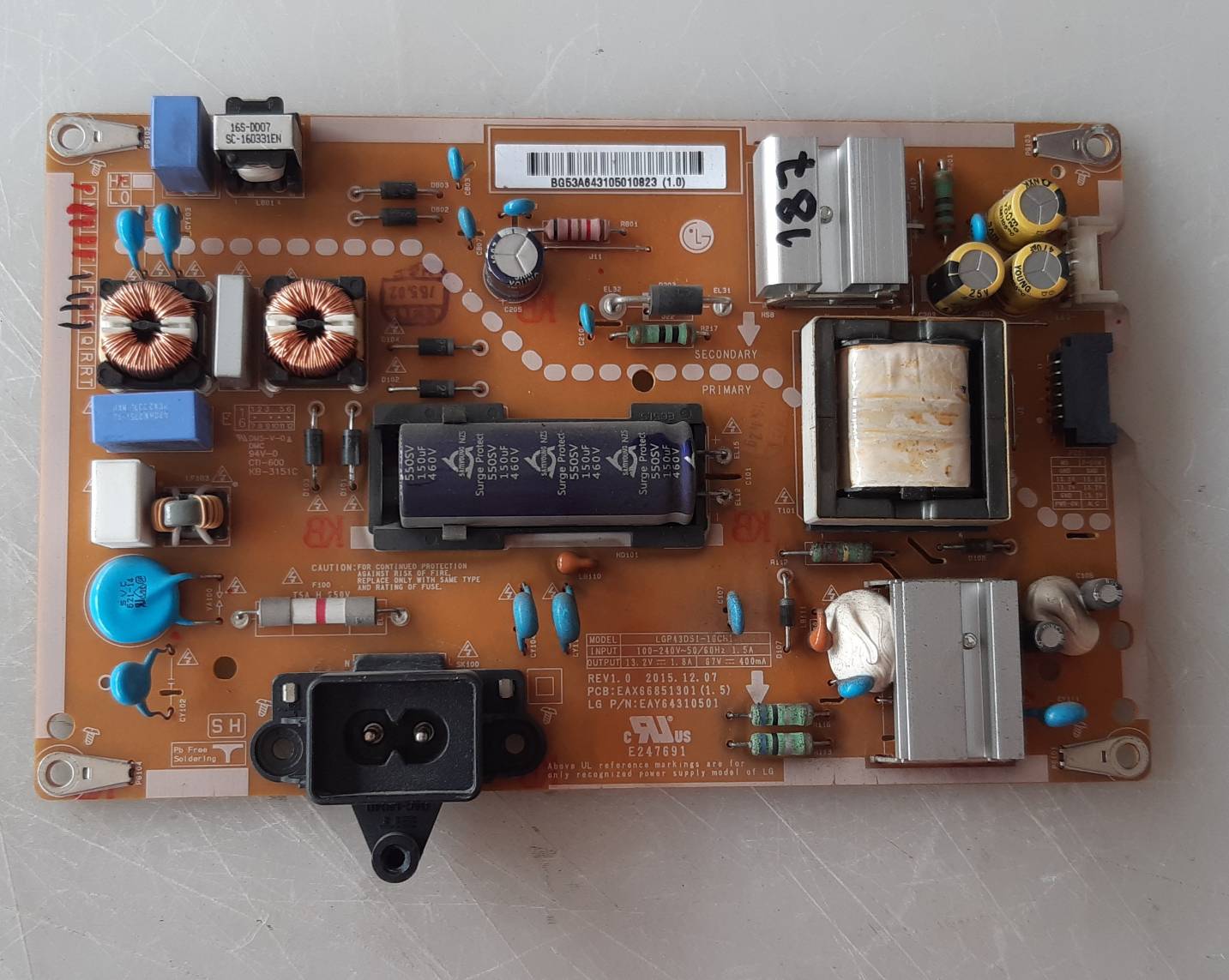 อันที่ 187 LG 43LH590T ซัฟฟลาย EAX66851301 ดีเทสแล้ว