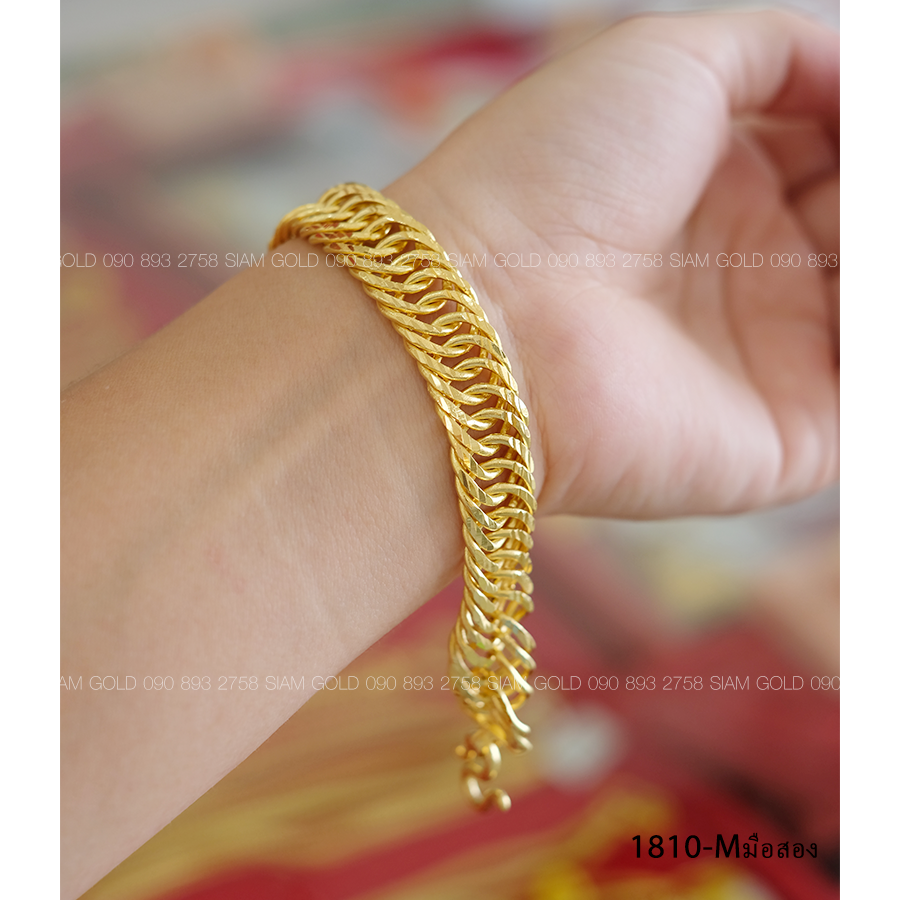 (M-มือสอง) สร้อยข้อมือ เลสก้างปลาตัดลายเกลี้ยง 3 บาท