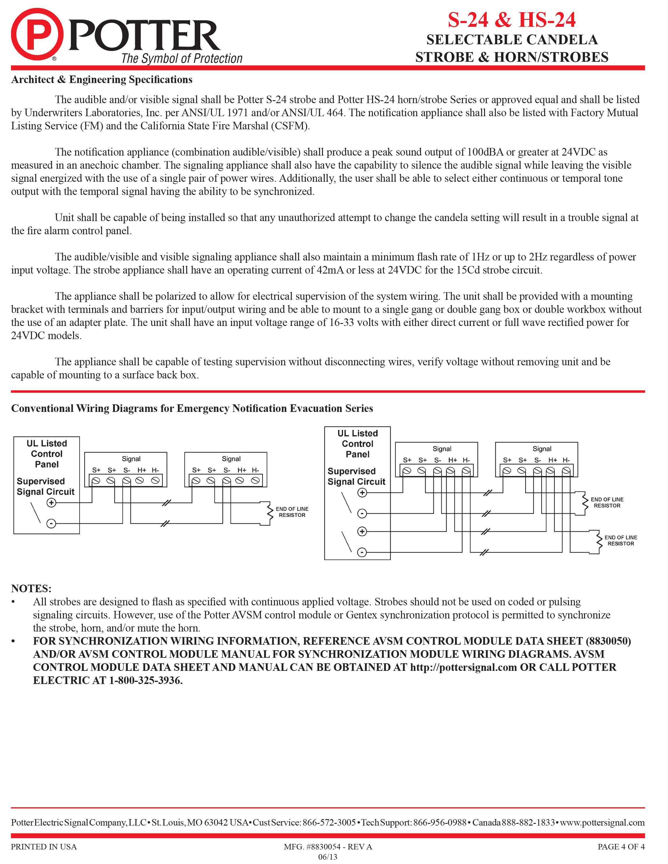 "NOHMI" Model S-24WR Notification Appliances and Lamps