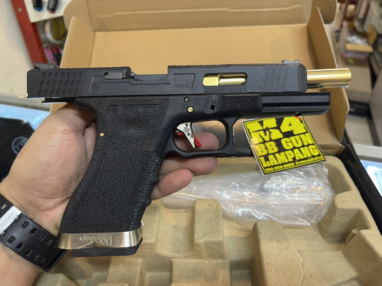 WE - Glock 35 G-Force T1 เฟรมดำ สไลด์ดำ ท่อทอง