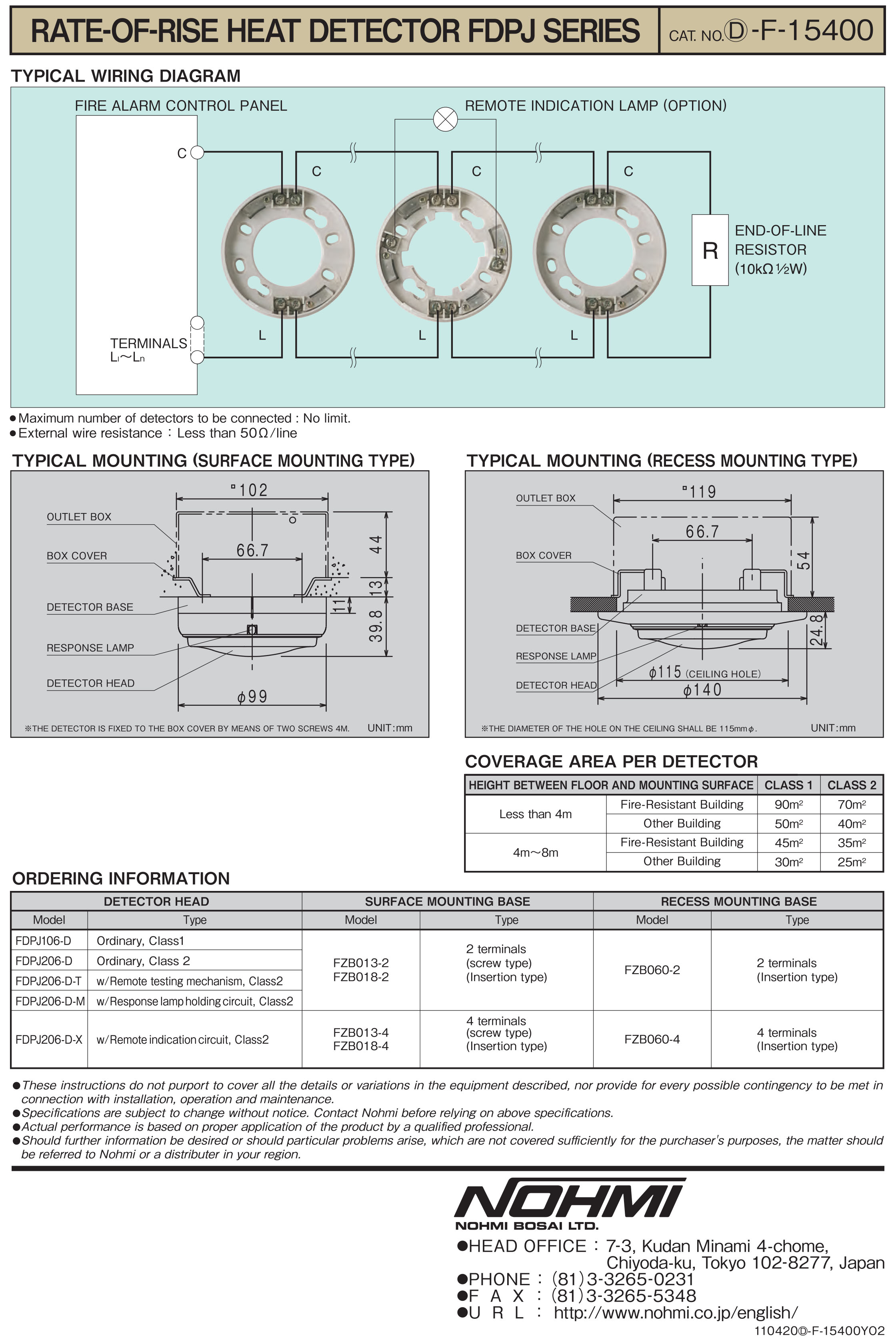 "NOHMI" Model FZB013-4 Infrared Flame Detector c/w LED Indicator ,Type