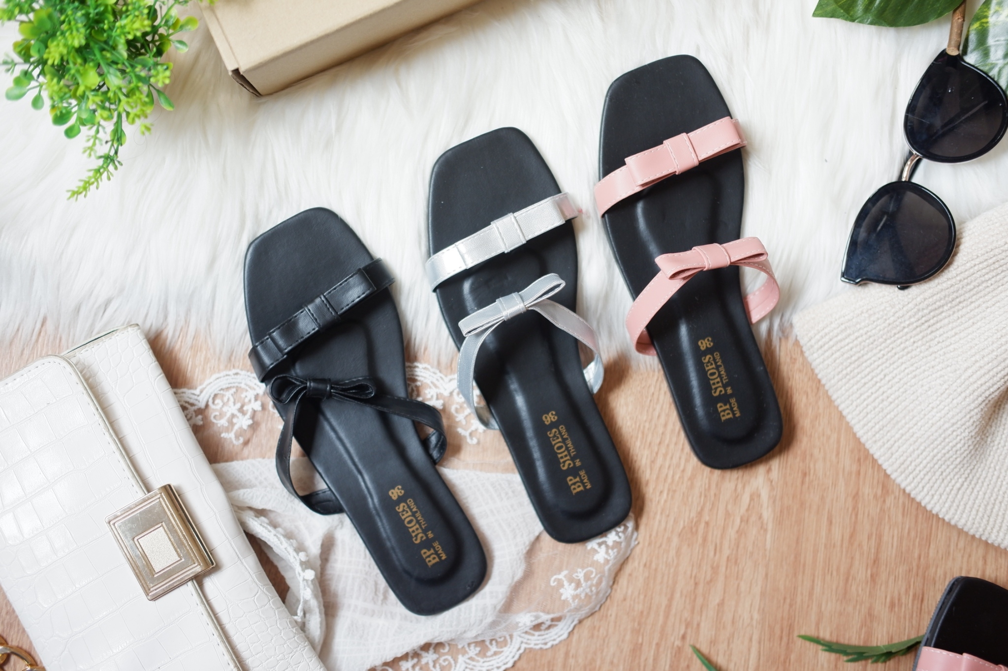 BP117-006Mรองเท้าโบว์ผูก2ตอน3สี-lilly 36-42