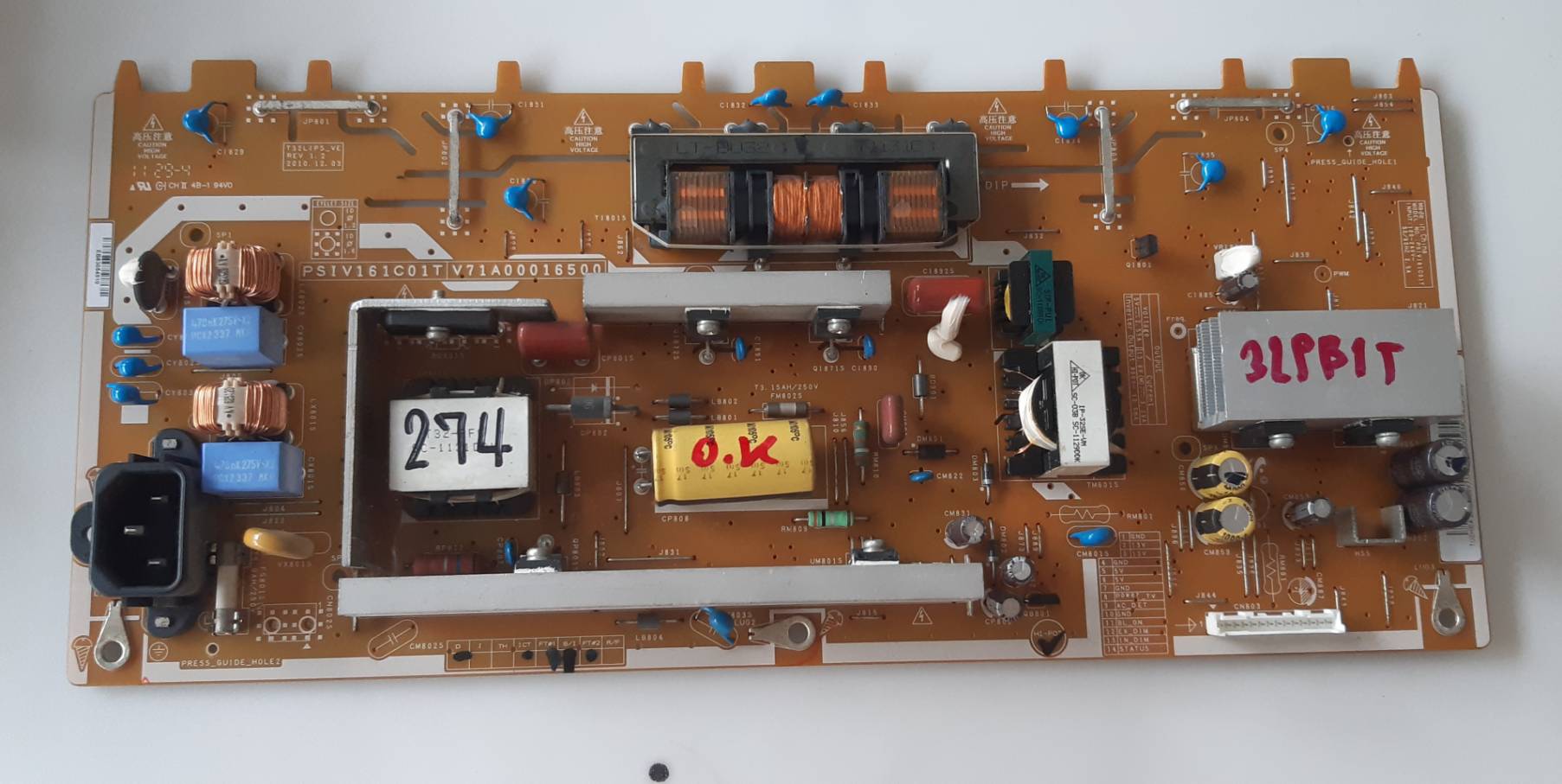 อันที่ 274 TOSHIBA 32AV700T 32PB1T 32PB10T ซัฟฟลาย V71A00016500 ดีเทสแล้ว