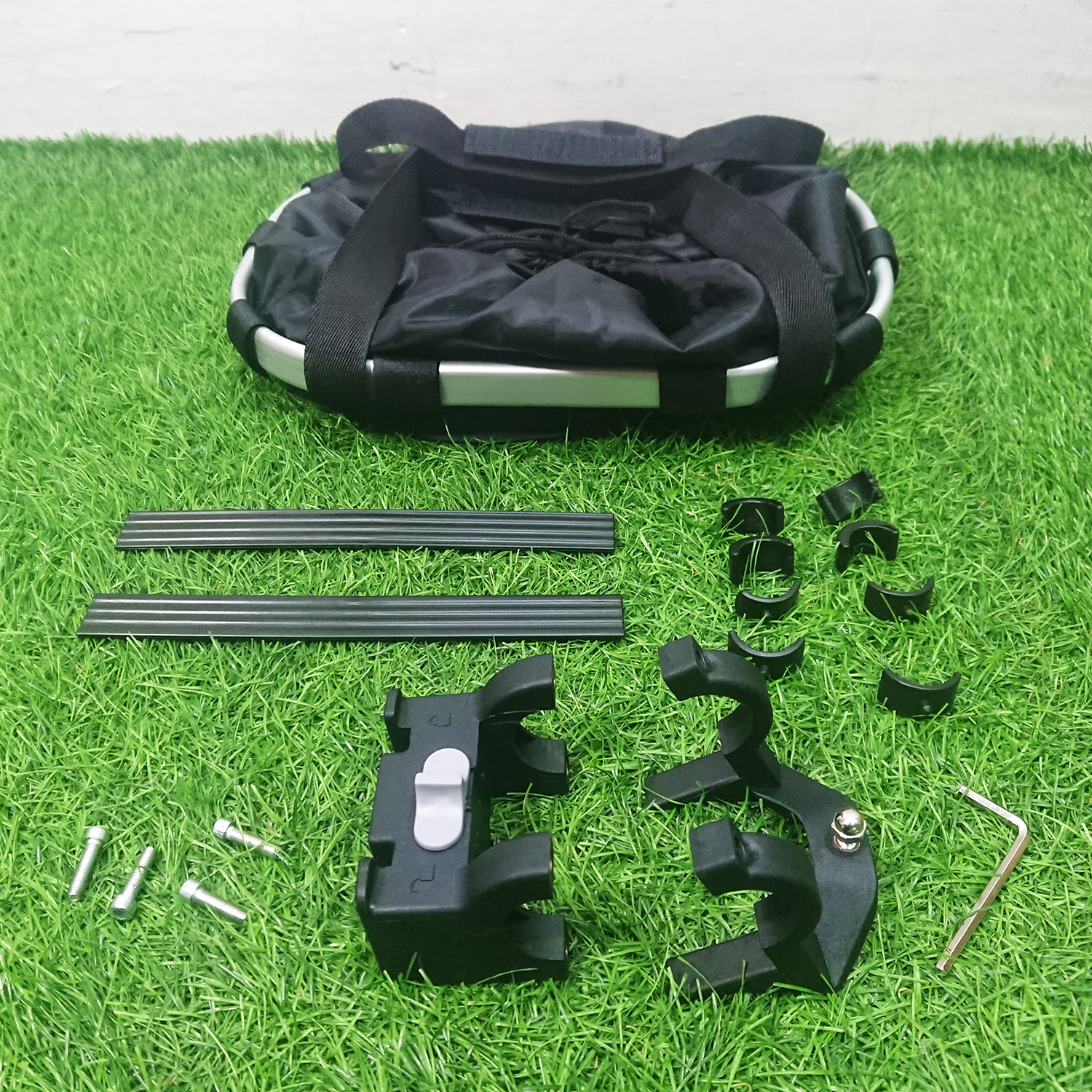 [0901] ตะกร้าหน้า จักรยาน พับได้ ถอดหิ้วได้ อลูมิเนียม 3แบบ E bike Basket