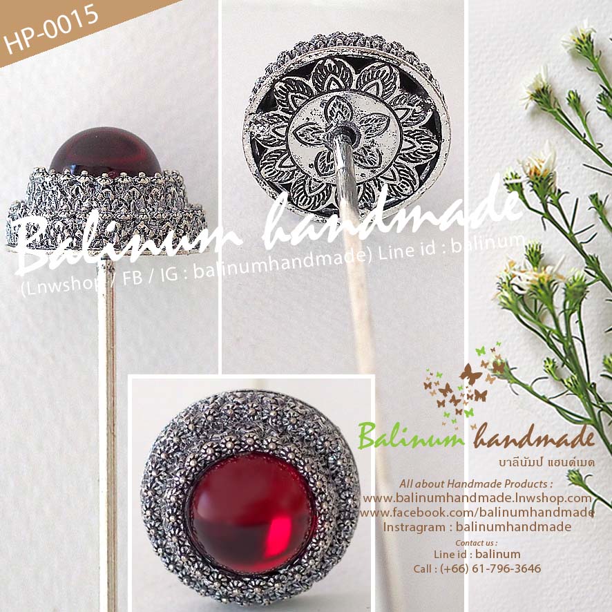 Silver Hairpin Pagoda Thai Traditional Vintage in Bohemian Antique Style ปิ่นปักผม ปิ่นเงินรมดำ รูปเจดีย์ สไตล์โบฮีเมียนแอนทีค งานดีสวยงามมากค่ะ แม่ค้าคัดงานเองทุกชิ้น มั่นใจได้ว่าได้งานดีแน่นอน สามารถใส่แมทช์กับผ้าซิ่น ชุดไทย ล้านนา หรือใส่กับยีนส์ก็ได้ค เงิน (Silver)