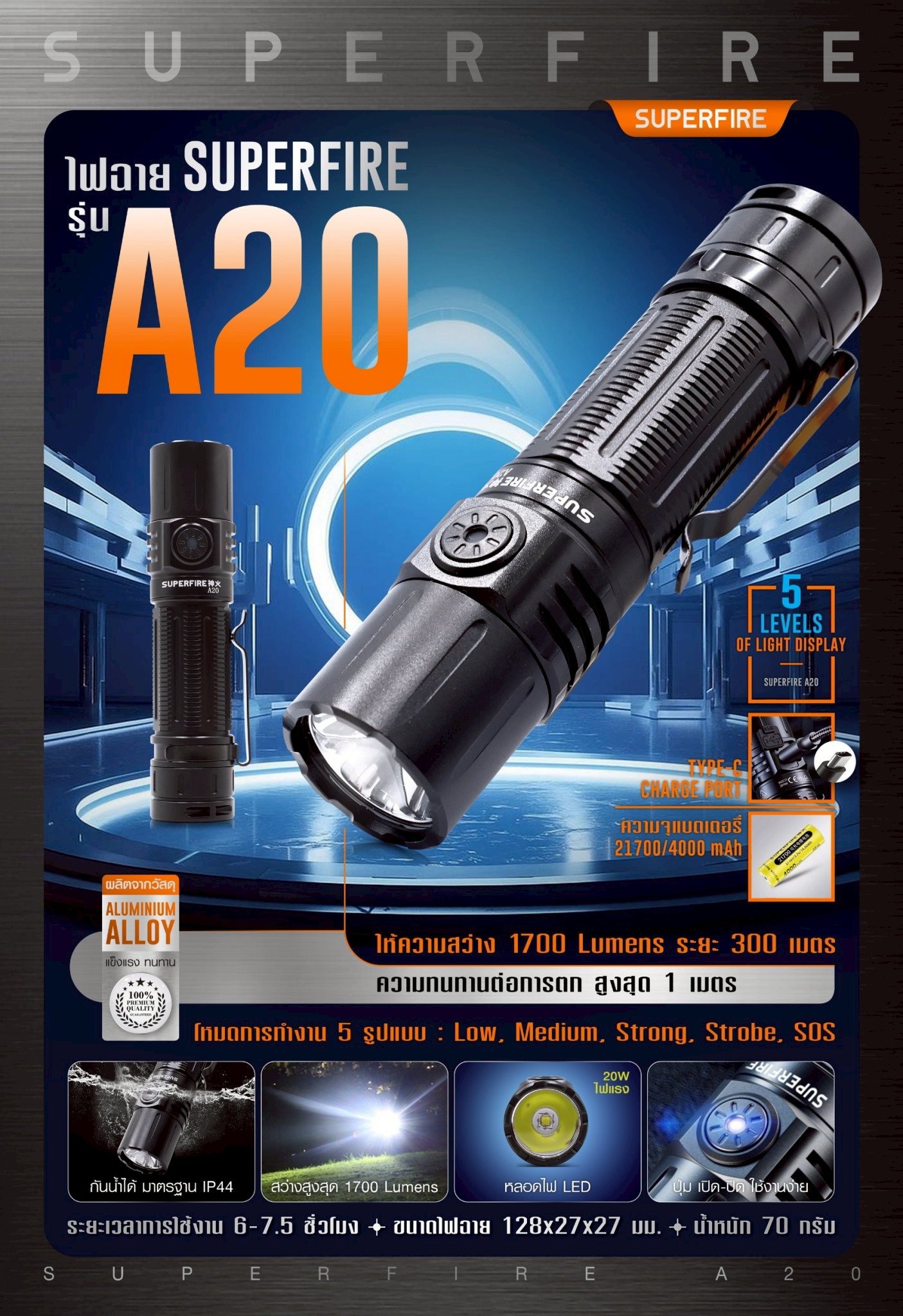 ไฟฉาย SuperFire A20 (K0420)