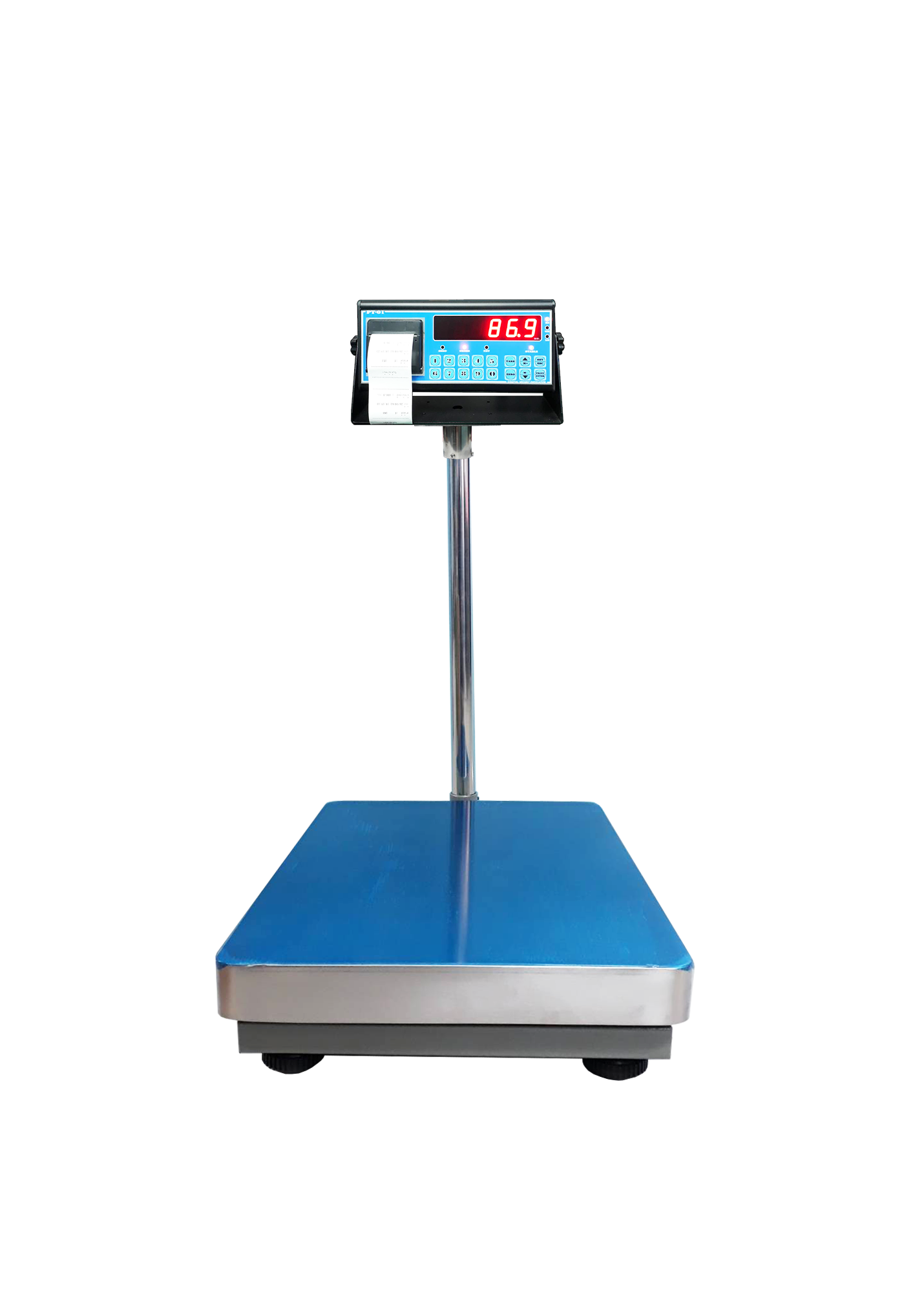 เครื่องชั่ง รุ่น PT-01 (หัวอ่านน้ำหนักที่มีเครื่องพิมพ์ในตัว) กล่องจอแสดงน้ำหนักทำจากอลูมิเนียม แข็งแรงไม่แตกหักง่าย กันเคลื่อนวิทยุกวน ผ่านการตรวจรับรองจากกระทรวงพาณิชย์