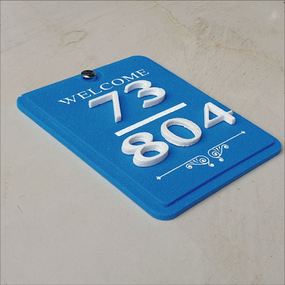 ป้ายบ้านเลขที่หินทราย welcome แบบมีทับสีฟ้า ขนาดประมาณ 13.5 x 17 cm.โมเดิร์นคลาสสิค วินเทจ ป้ายสวยๆ ป้ายทะเบียนบ้าน