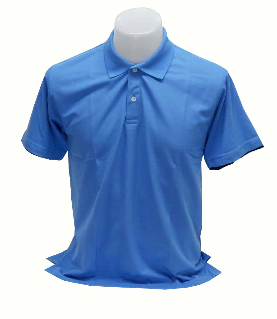 เสื้อโปโลชาย เสื้อโปโลหญิง ทีซี บลู แขนเบิ้ล ไม่มีลาย ผ้าเนื่อดี