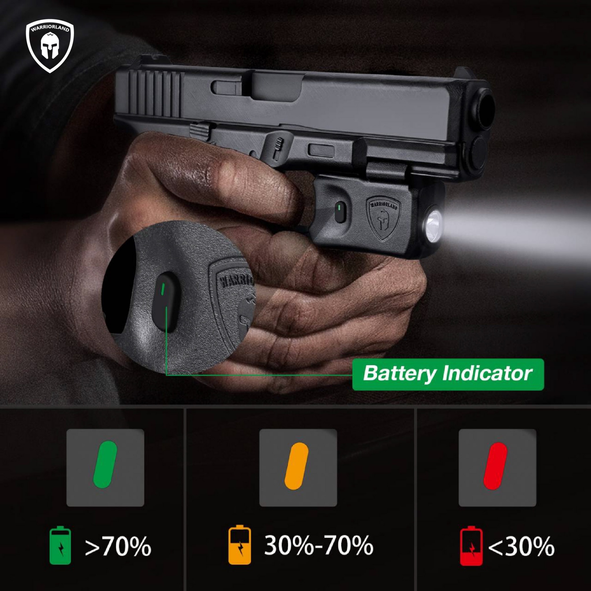 ไฟฉาย Warriorland SL-1 + ซองพกใน Kydex Glock 17/19/21/22 (Gen 3-5) & Glock 23/32 (Gen 4) (K2460)