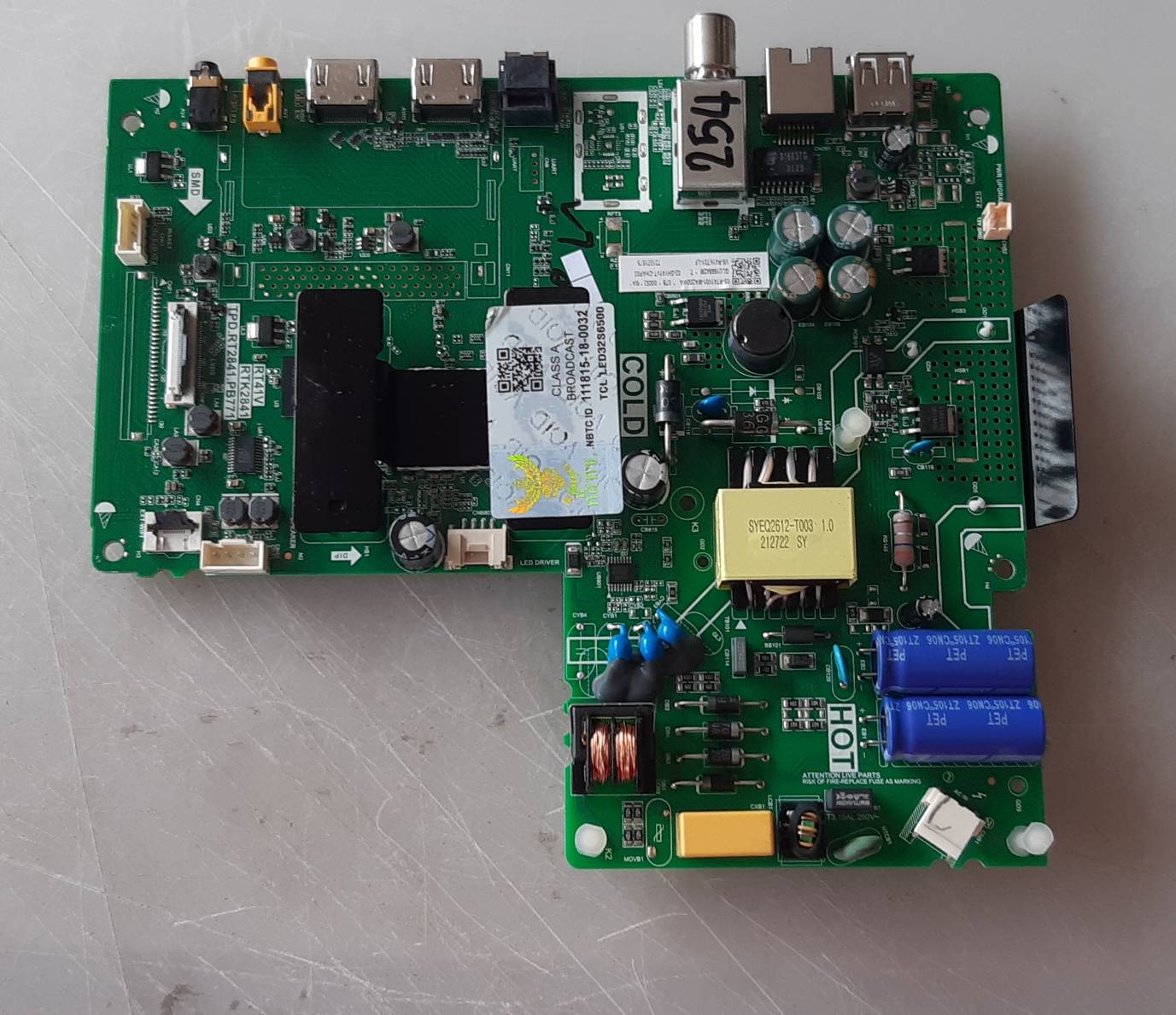 อันที่ 254 TCL 32S6500 ซีสเตร็ม TPD.RT2841.PB771 RTK2841 ดีเทสแล้ว