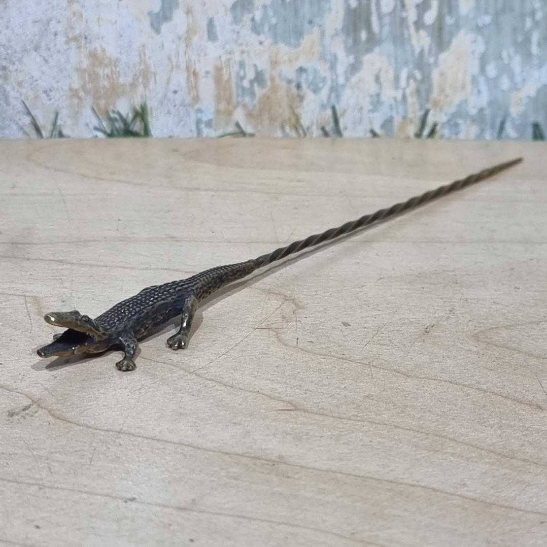 [1007] ไม้แยงทองเหลือง 12cm ลาย Vintage เข็มเกลียว cigar pass accessories smoking set