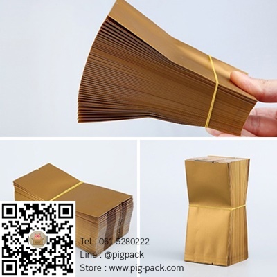 ซองฟอยล์ซีลกลางเนื้อด้านขยายข้างสีบรอนทอง (หนาพิเศษ) 100 ชิ้น (คลิกเพื่อเลือกขนาด)