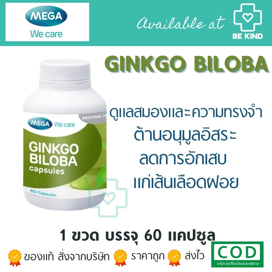 Mega GinkGo biloba Extract 40 mg 60 caps. เมก้า กิงโกะ ไบโลบ้า 40มก. 60 แคปซูล