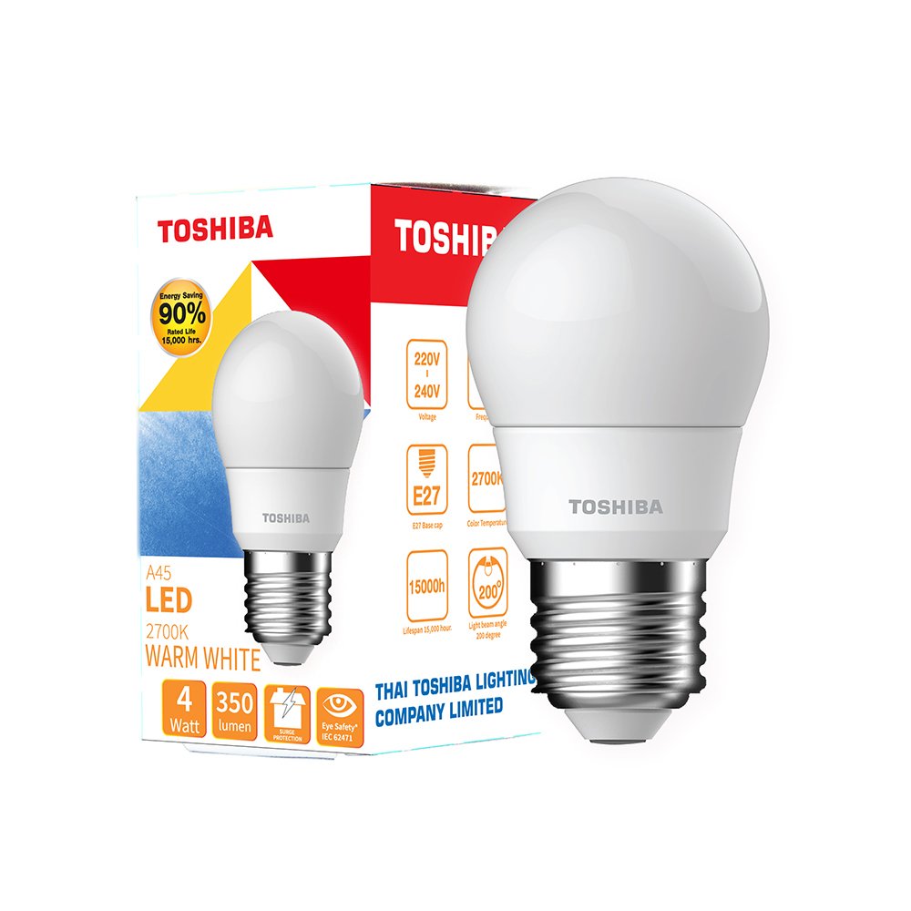 LED BULB TOSHIBA A45 4W WARM WHITE E27