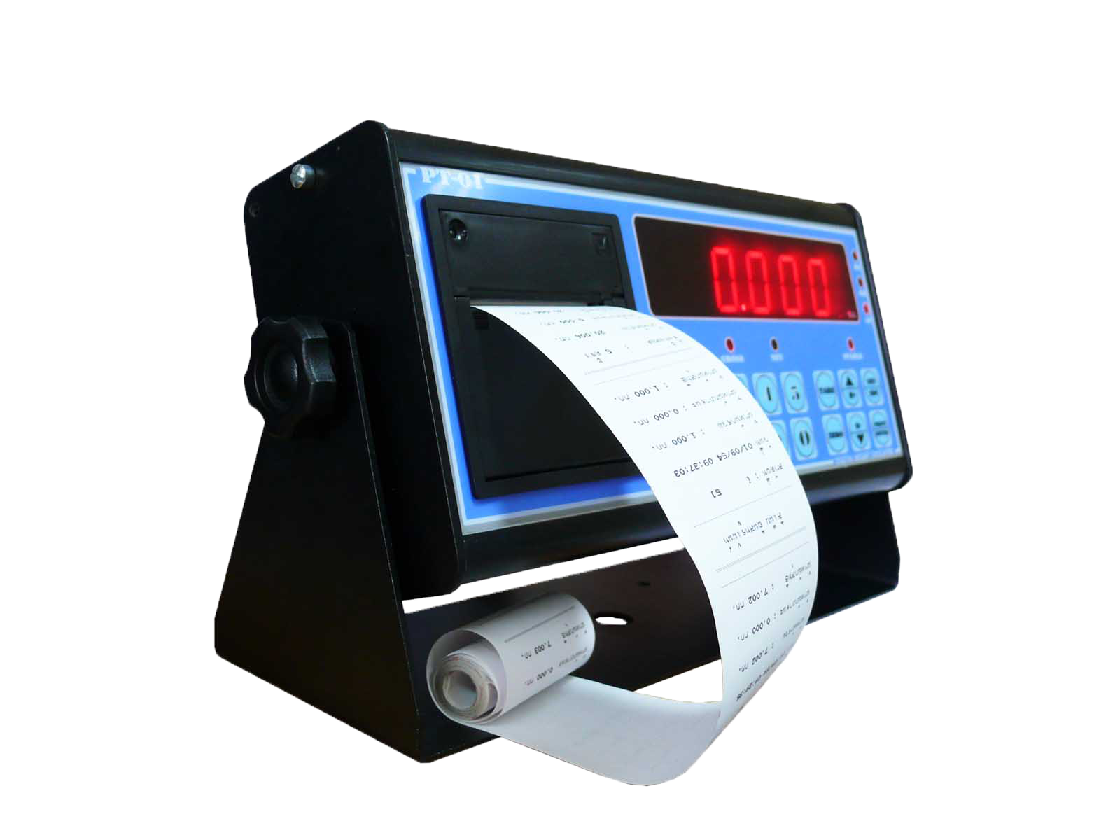 เครื่องชั่ง รุ่น PT-01 (หัวอ่านน้ำหนักที่มีเครื่องพิมพ์ในตัว) กล่องจอแสดงน้ำหนักทำจากอลูมิเนียม แข็งแรงไม่แตกหักง่าย กันเคลื่อนวิทยุกวน ผ่านการตรวจรับรองจากกระทรวงพาณิชย์