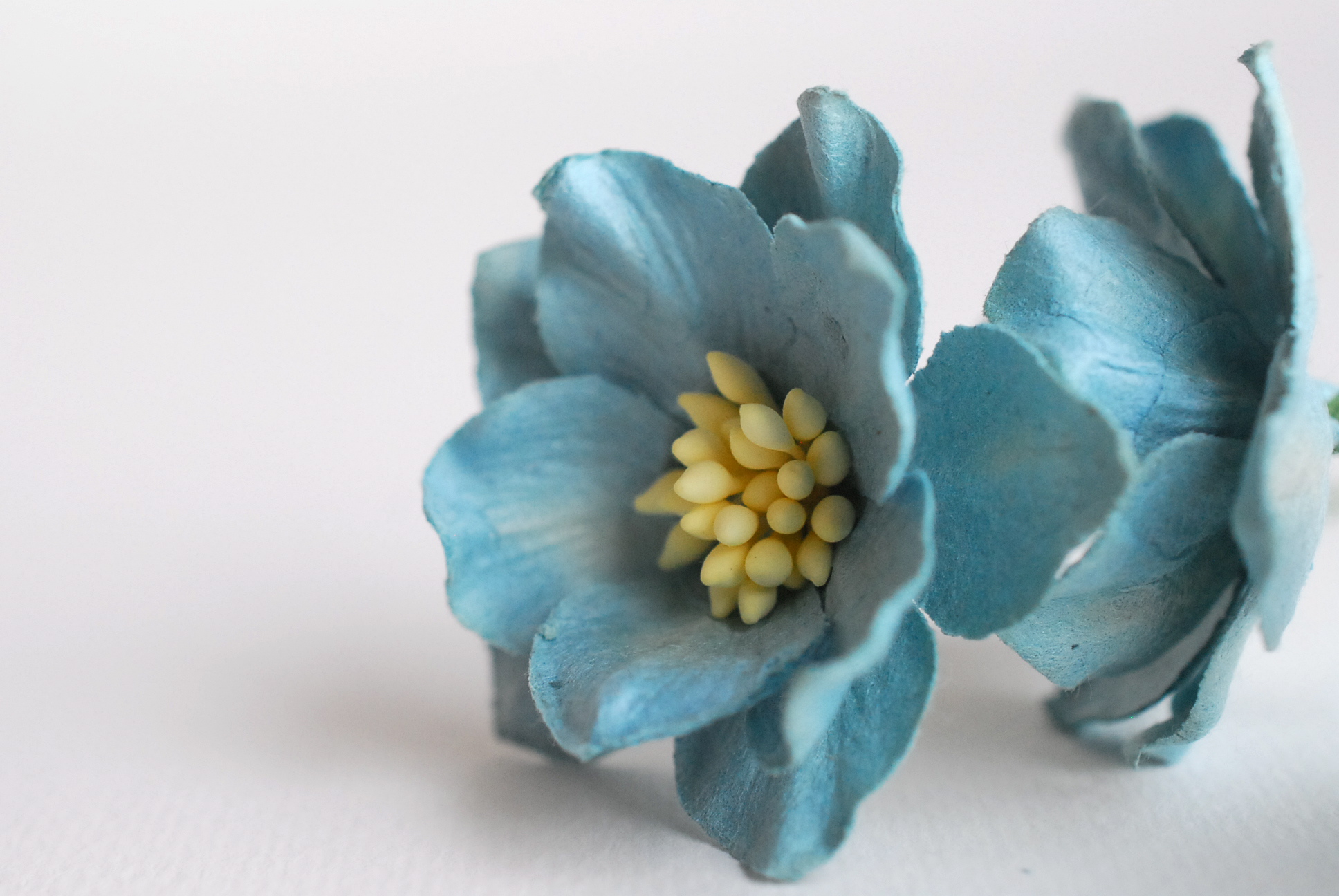 ดอกไม้กระดาษสา ดอกโลตัสอินโดนิเซียกระดาษ ดอกไม้กระดาษสาราคาส่ง ดอกไม้กระดาษสำหรับตกแต่งของชำร่วย งานแต่งงาน ทำช่อดอกไม้ติดอกเจ้าบ่าว ข้อมือดอกไม้เจ้าสาว ขนาด3.5 cm. 25 ดอก สีน้ำเงินตุ่น Paper flowers supplies: DIY wedding tools Big Cherry blossom (Lotus I