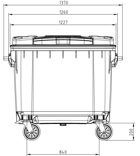 ถังขยะเทศบาล ขนาด 660 ลิตร ฝาเรียบ(มีหูยก)