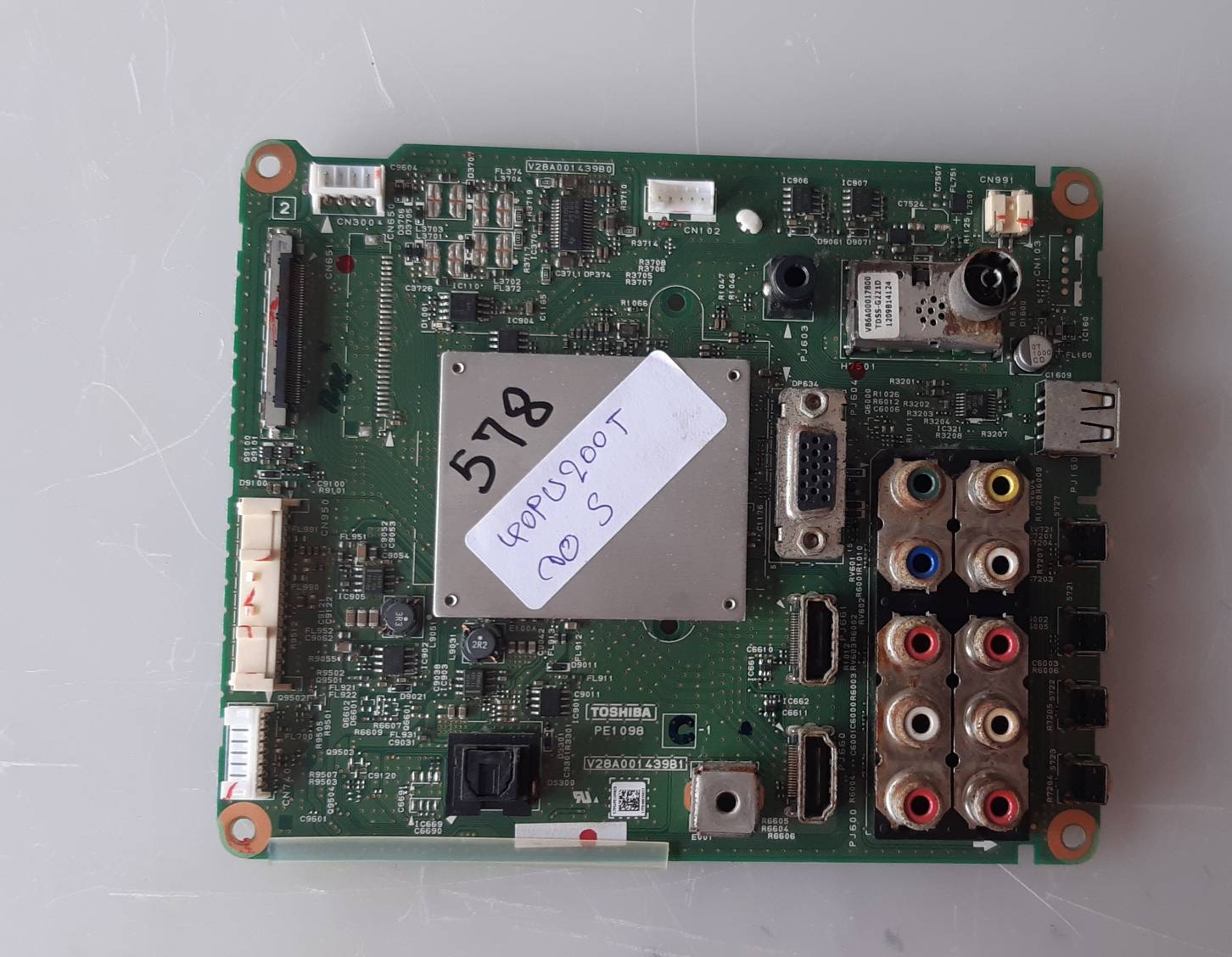 อันที่ 578 TOSHIBA 40PU200T ซีสเตร็ม V28A001439B1 51PIN ดีจอS