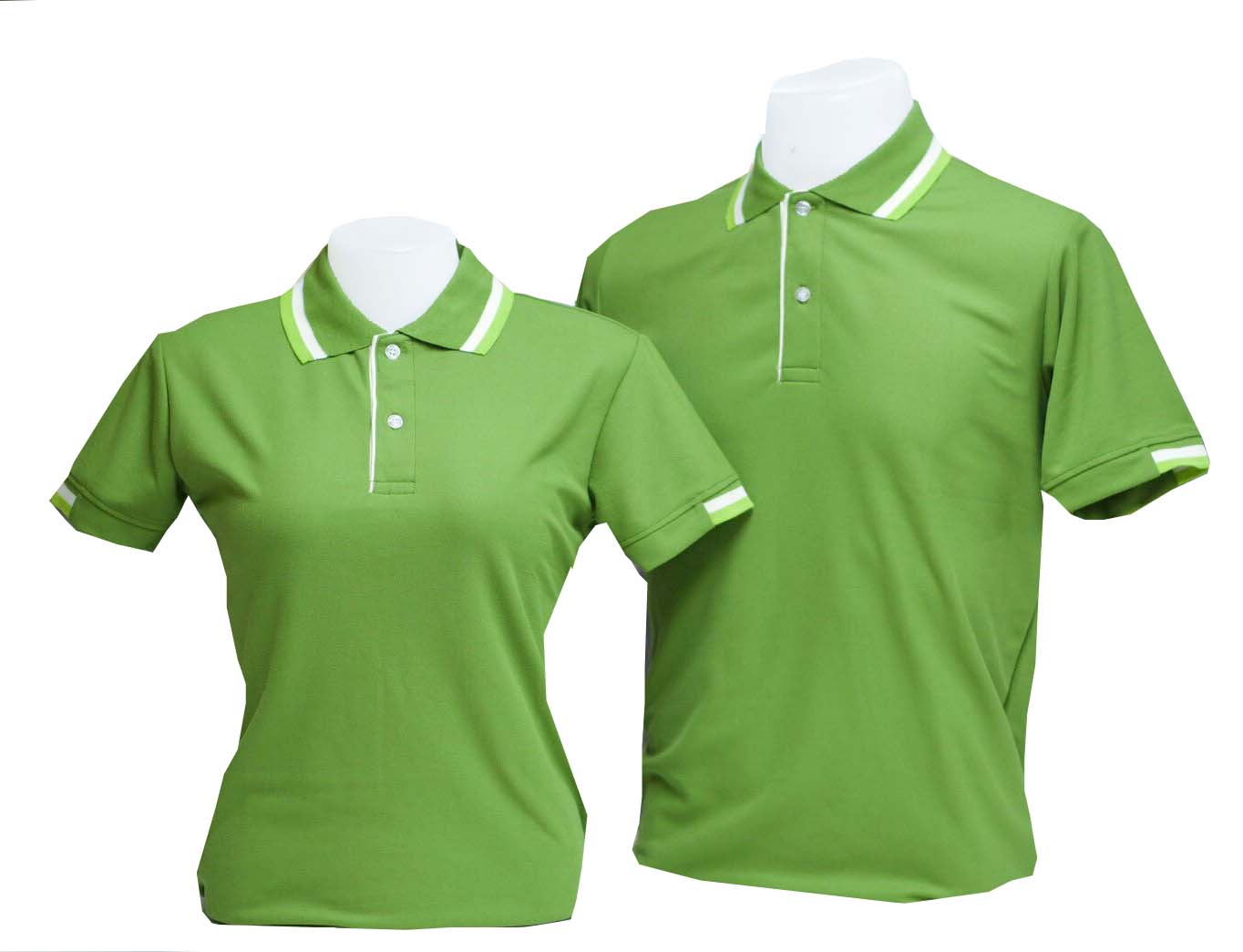 เสื้อโปโล สีเขียว ปก แขนทอลาย 2 สี คละไซส์ ชาย หญิง ราคาส่ง