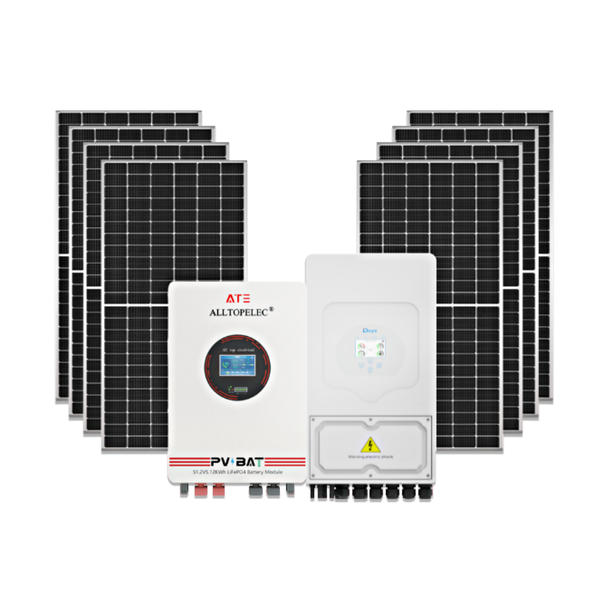 Set Solar Cell Hybrid DEYE 5KW 1PH ชุดโซลาร์เซลล์ระบบไฮบริด พร้อมแบตเตอรี่ ATE51.2V 100Ah