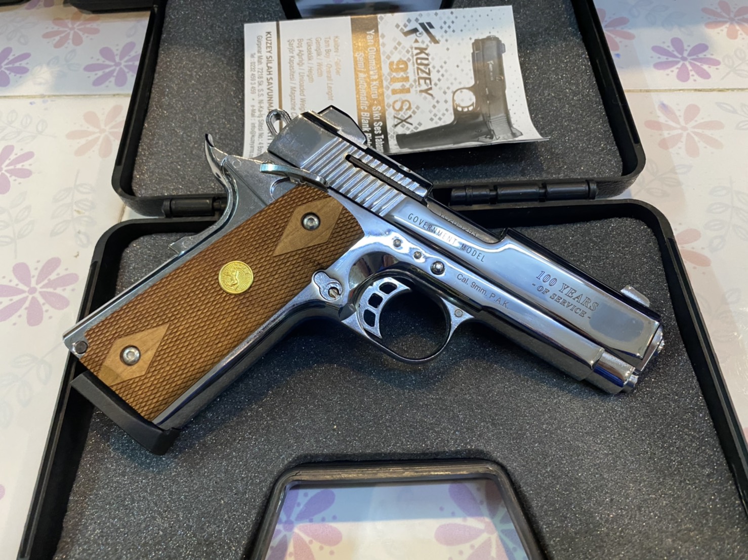 KUZEY M1911 ลาย Government ลำกล้อง 4" เงินเงา