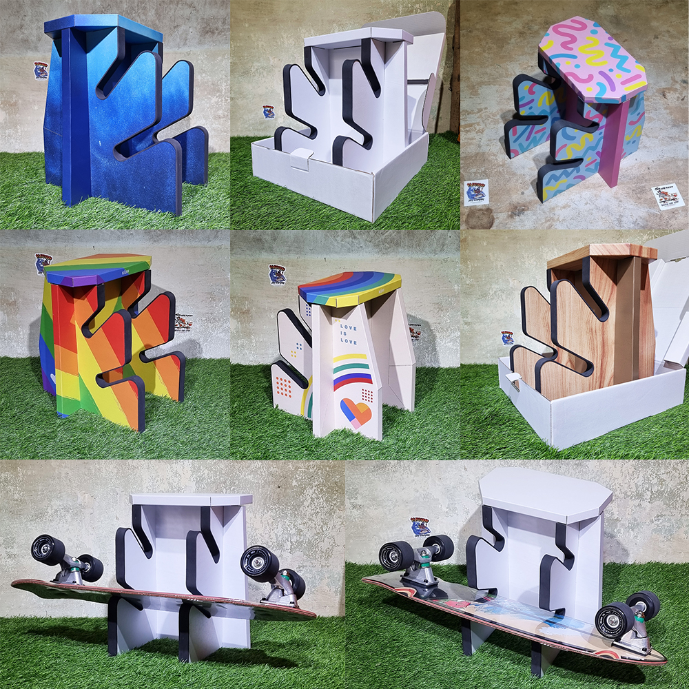 [0102] ชั้นวาง สเก็ตบอร์ด 2-3ชั้น น้ำหนักเบา แข็งแรง นั่งได้ ระวังโดนน้ำ แบบใหม่ ว่างได้เยอะ