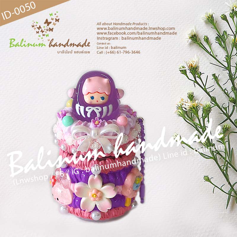 เคสยาดม DIY โมเดลเซเทอร์ โรรี่ ดารุมะเรืองแสง โดย บาลีนัมป์แฮนด์เมด ยาดมสมุนไพรตราหงส์ไทย (กระปุกสีขาว 8 cc.) ม่วง (Purple)