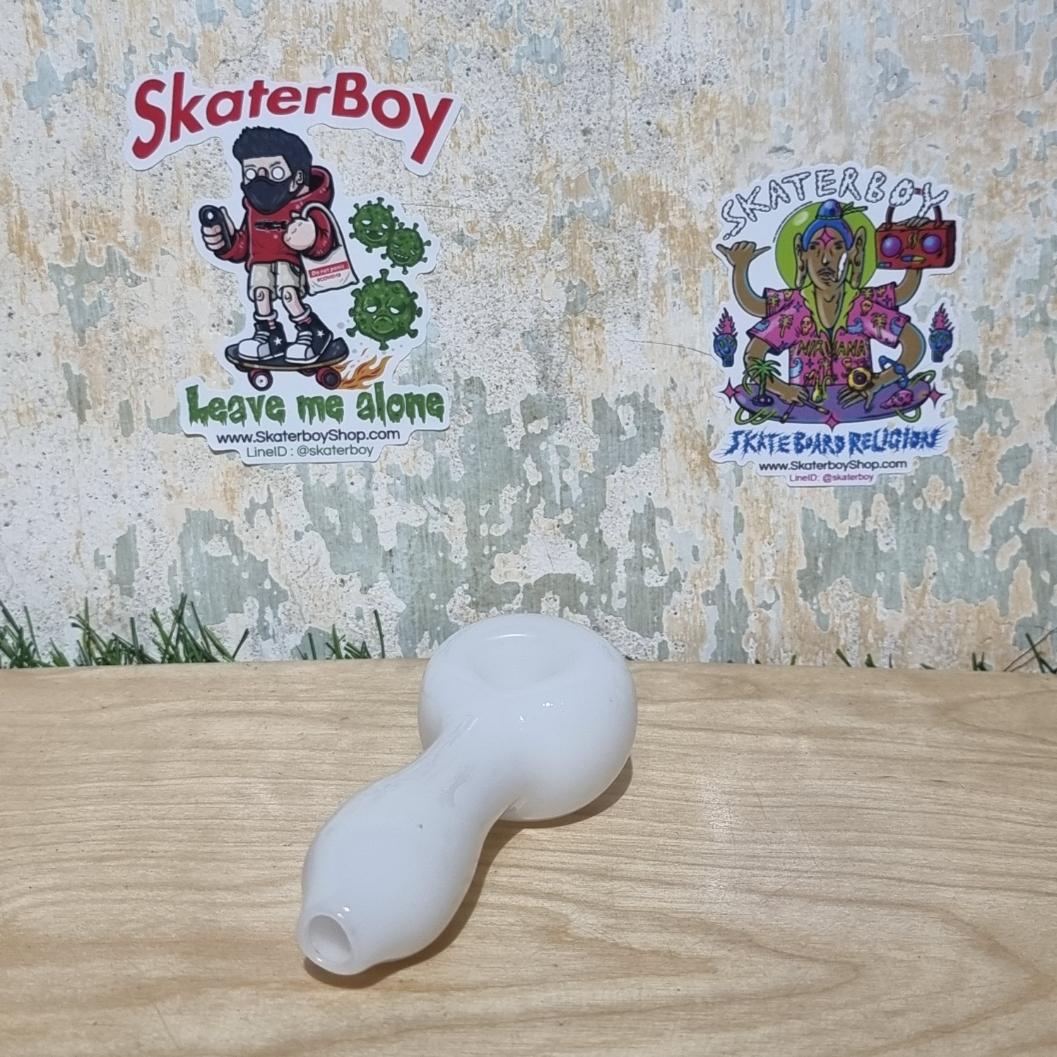 [1006] mini glass pipe พกพา ทรงอ้วน มีโบว ระบายความร้อยได้ดี