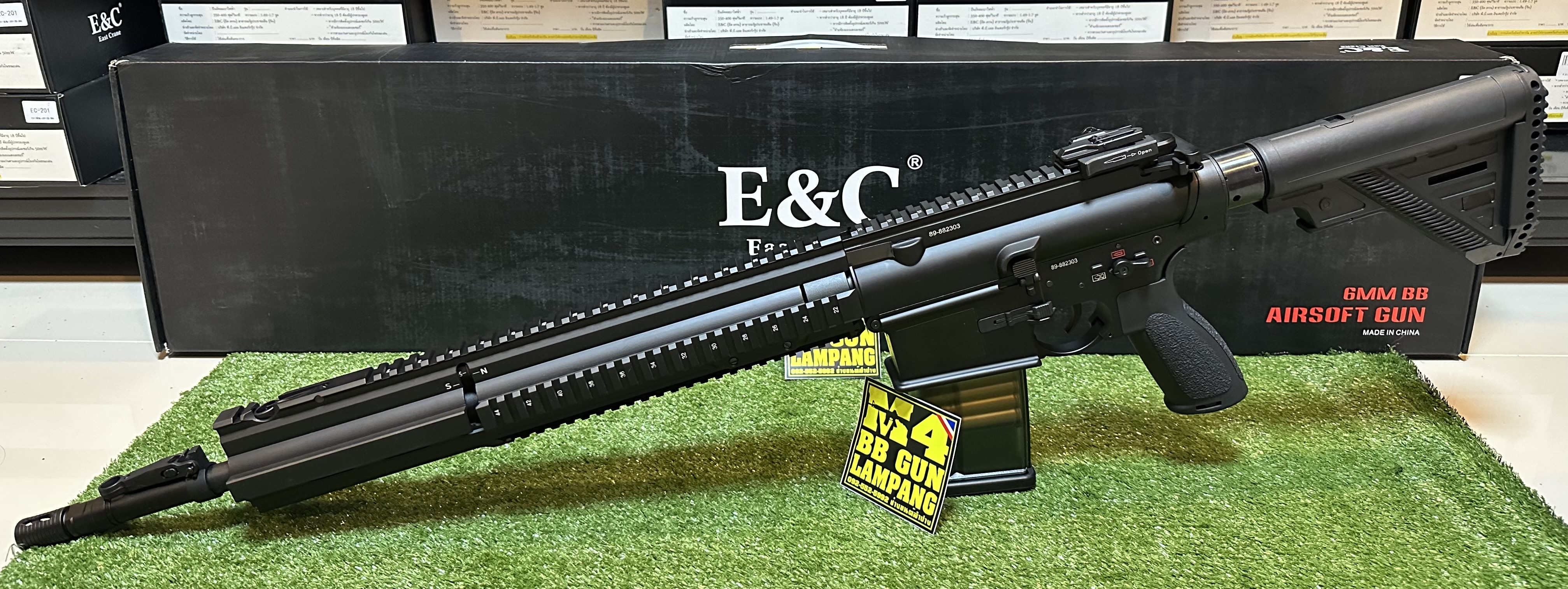 E&C 202 S2 ปืนอัดลมไฟฟ้า บอดี้ดำ HK417 ชุดรางหน้าสีดำ