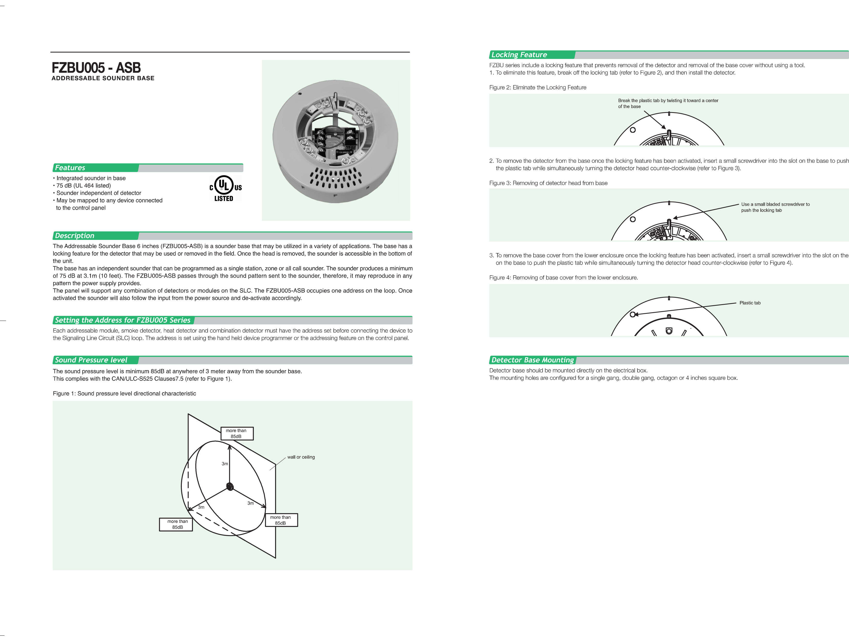 "NOHMI" Model FZB013-4 Photoelectric Type Smoke Detector ,Wall Type