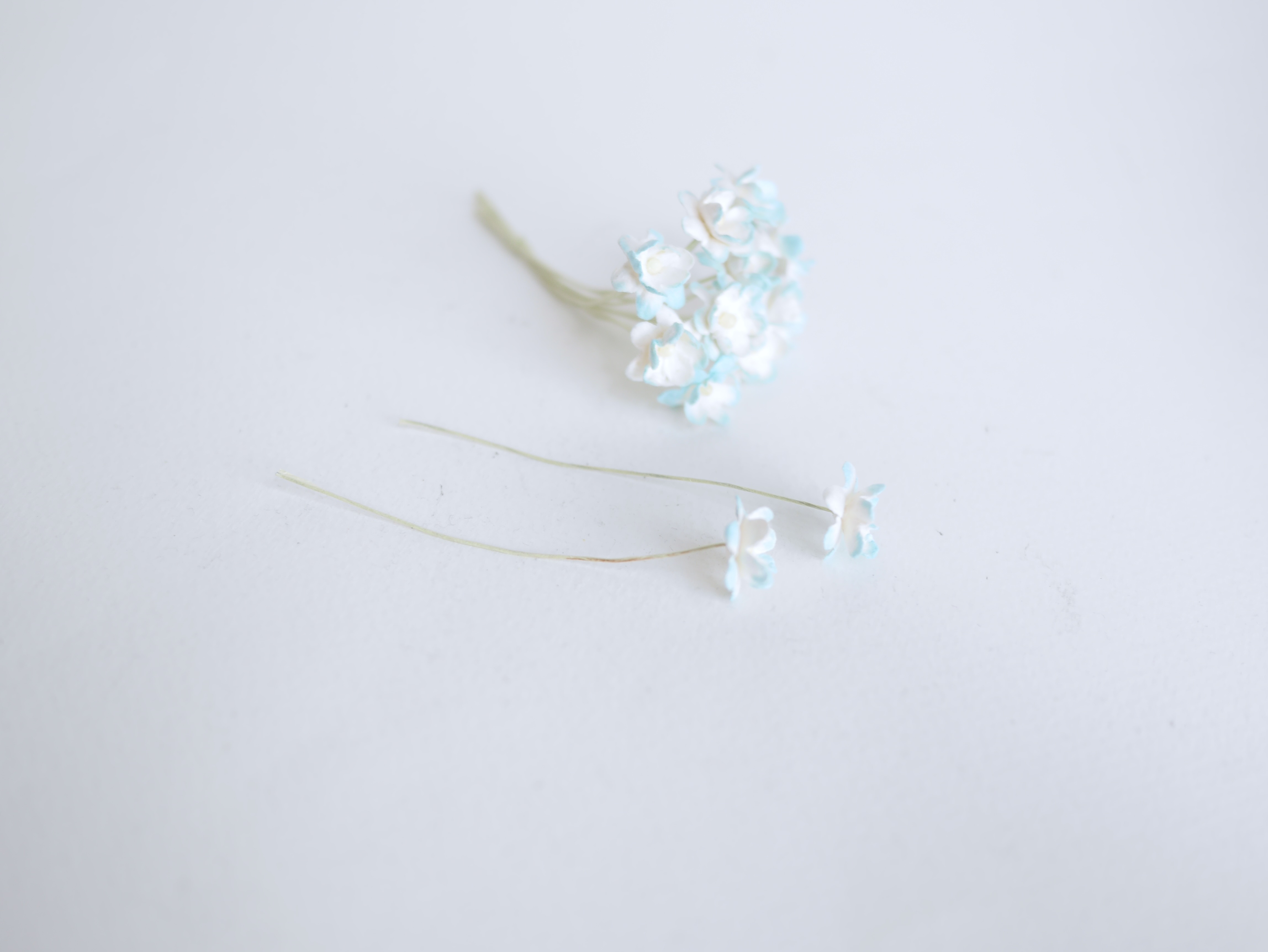 ดอกไม้กระดาษสา ราคาส่ง, ดอกซากุระกระดาษสา ดอกไม้ประดิษฐ์ ตกแต่งงานแต่งงาน ประดิษฐ์ข้อมือ เพื่อนเจ้าสาว ขนาด 1.5 cm., สำหรับของชำร่วย, งานแต่งงาน, ดอกไม้ทำข้อมือเจ้าสาว สีฟ้าอ่อนปัดขาว จำนวน 100 ดอก Paper flower,100 Pieces mulberry hydenyia, blue-sky color