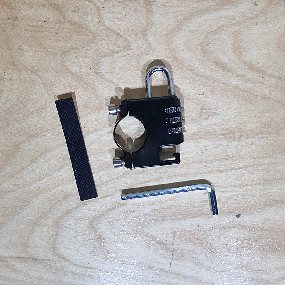 [0901] อุปกรณ์ล็อค หมวก รหัส3ตัว ติดแฮนด์ จักรยาน ป้องกันขโมย พร้อมตะขอแขวน อเนกประสงค์