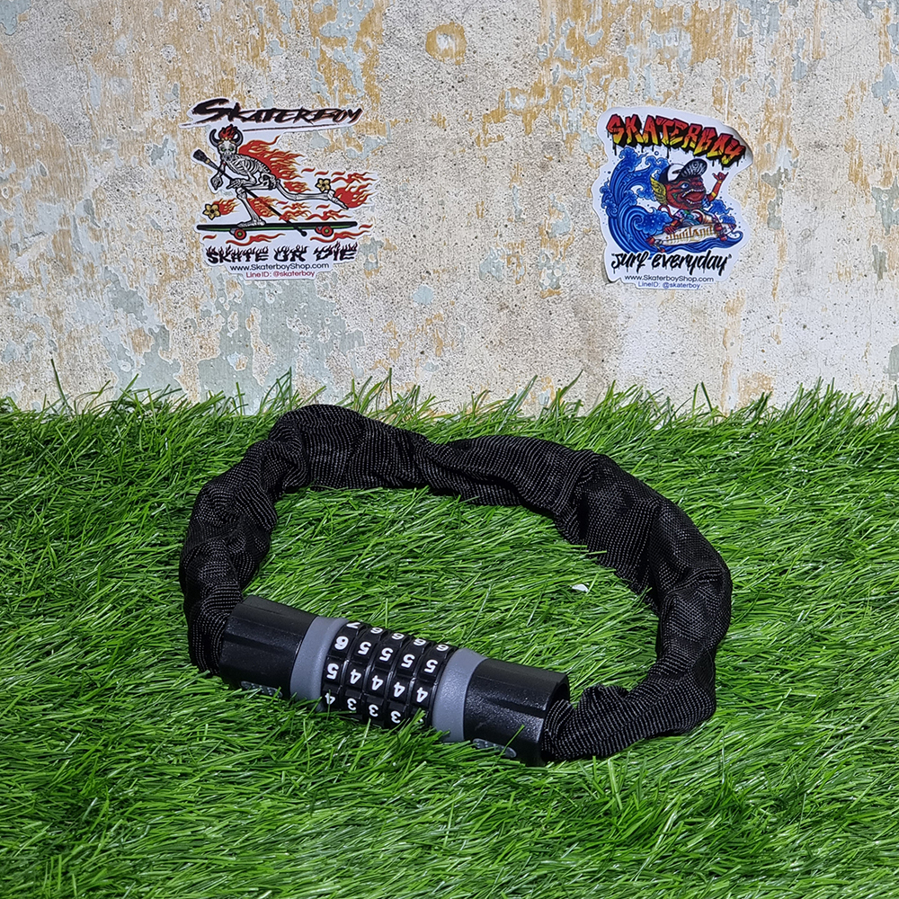 [0901] โซ่เหล็ก หุ้มผ้า ล็อคจักรยาน แบบอ่อน กันขโมย รหัสล็อค5หลัก หนา6มิล หมดปัญหาลืมกุญแจ