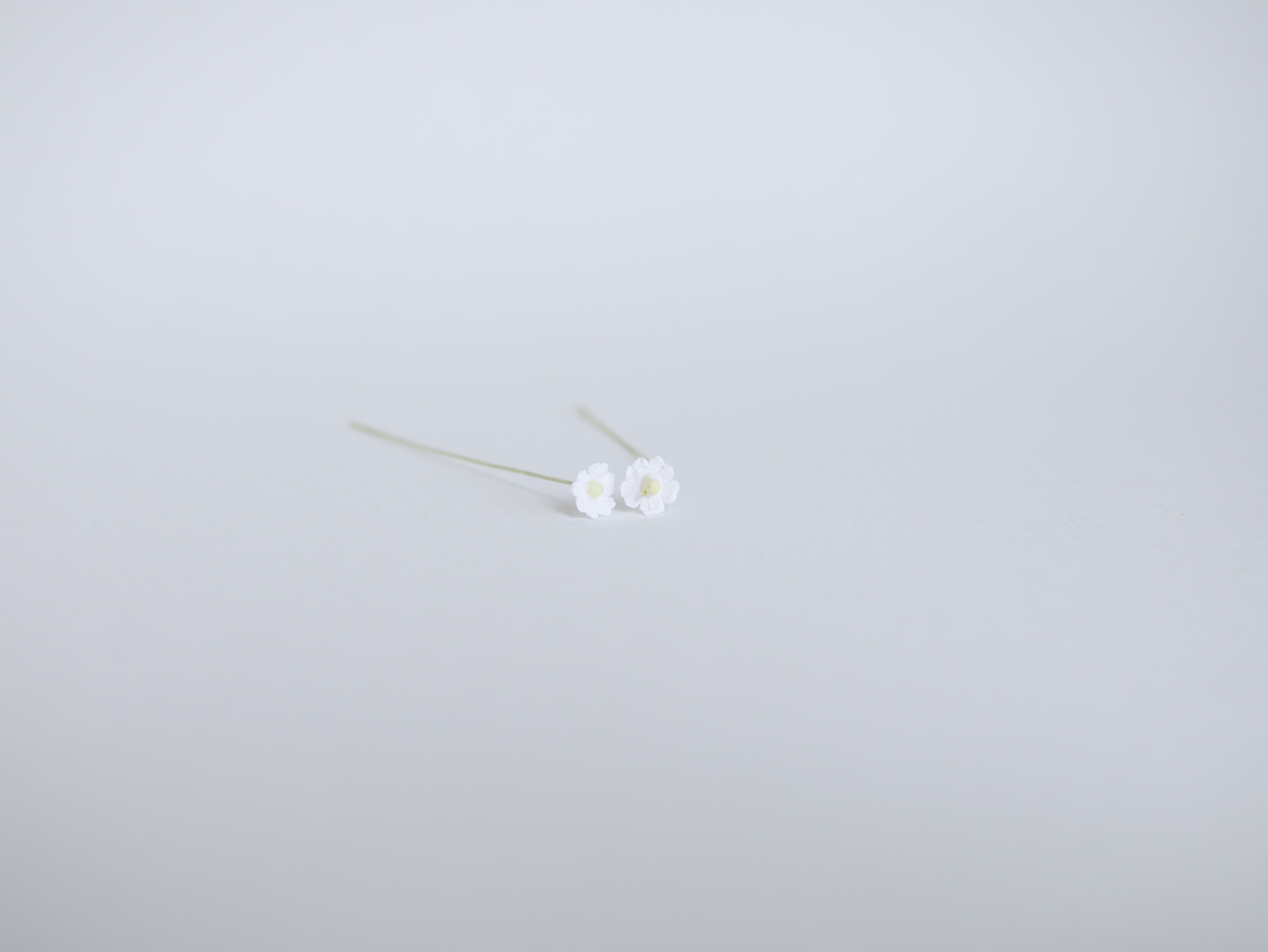 ดอกไม้กระดาษสา ดอกไม้กระดาษสาราคาส่ง ดอกไม้กระดาษสำหรับตกแต่ง งานแต่งงาน หรือติดของชำร่วย ดอกไม้จิ๋ว 100 ดอก ขนาด 0.6 cm. สีขาว Small Paper Flower with stem, , 100 pcs., size 0.5 cm., small creeping ladies flowers 1 layer, white color.