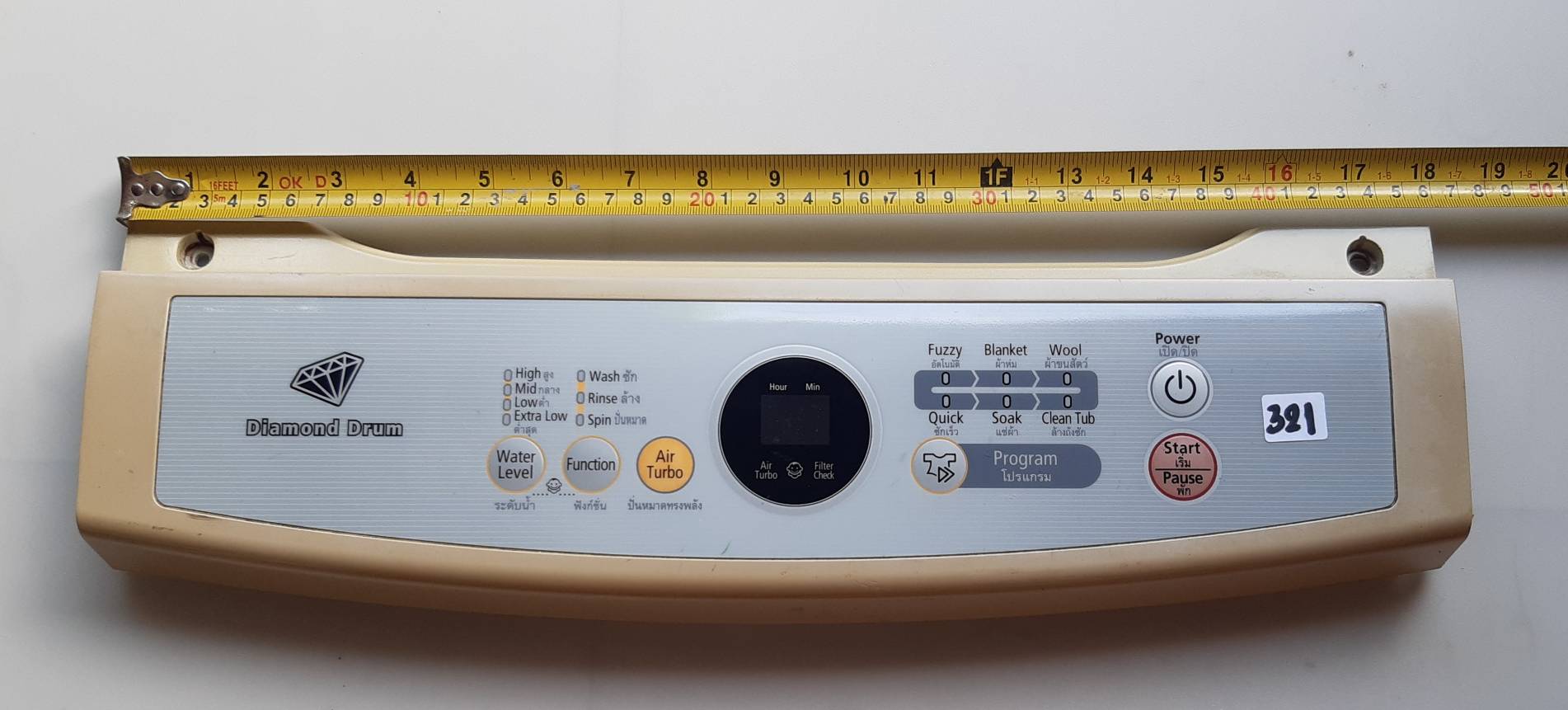 อันที่ 321 หน้ากากปุ่มกดเครื่องซักผ้า ซัมซุง WA85V3 DC64-01718A
