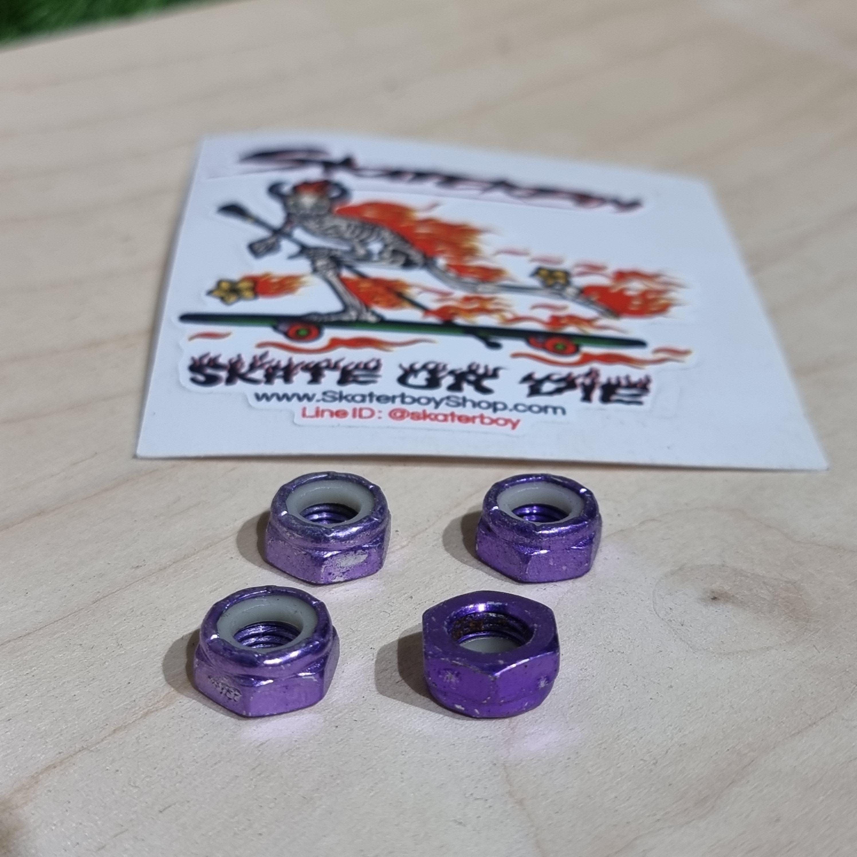 [0318] น็อตยึดล้อสเก็ตบอร์ดติดทรัค ตัวเมียแต่ง ชุบสีโลหะเงา 5สี E-Coating nut carbon steel