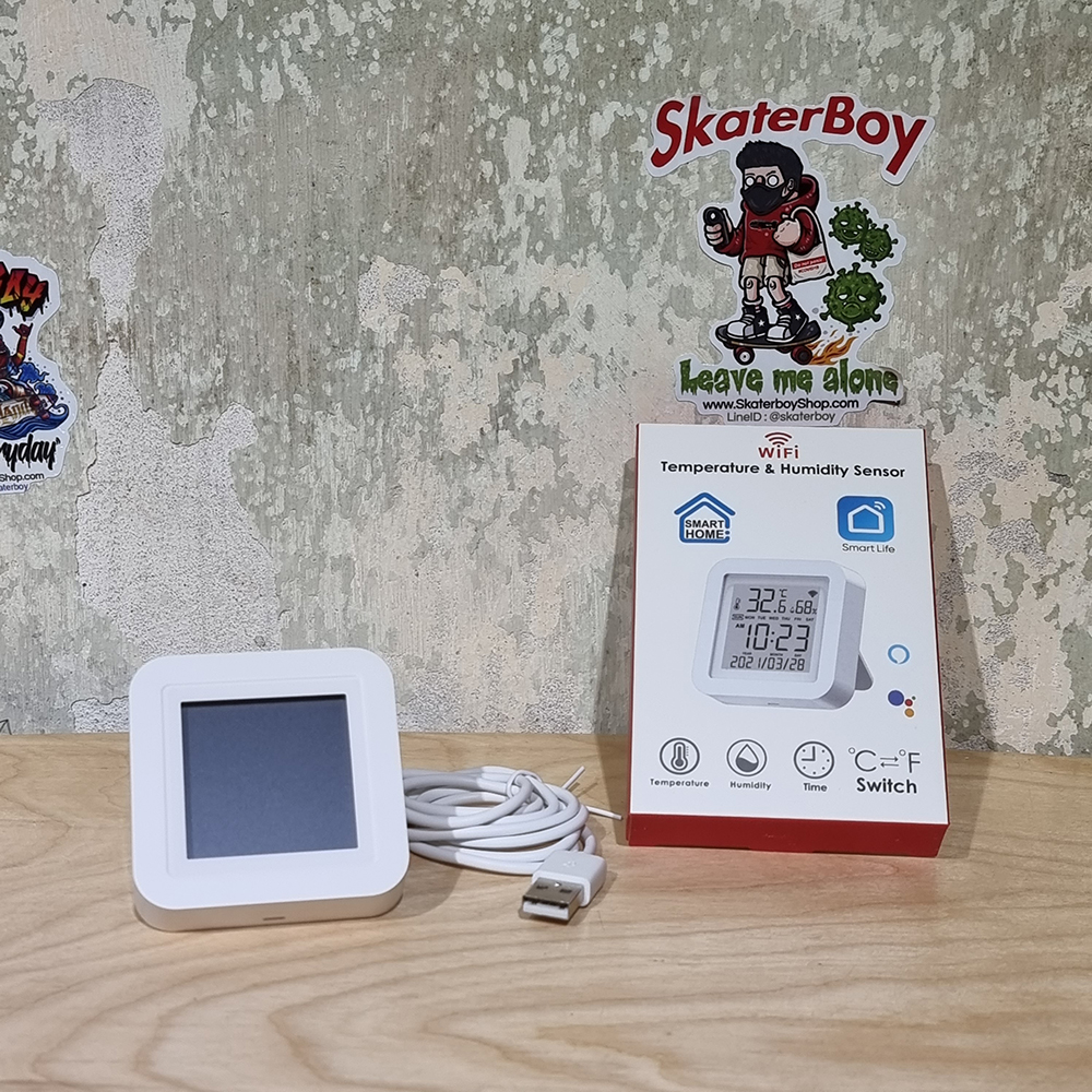 [1001] Temp Humidity senser วัดอุณหภูมิ ความชื้น ต่อWifiควบคุมผ่านApp SmartLife สั่งเปิดปลั๊กได้