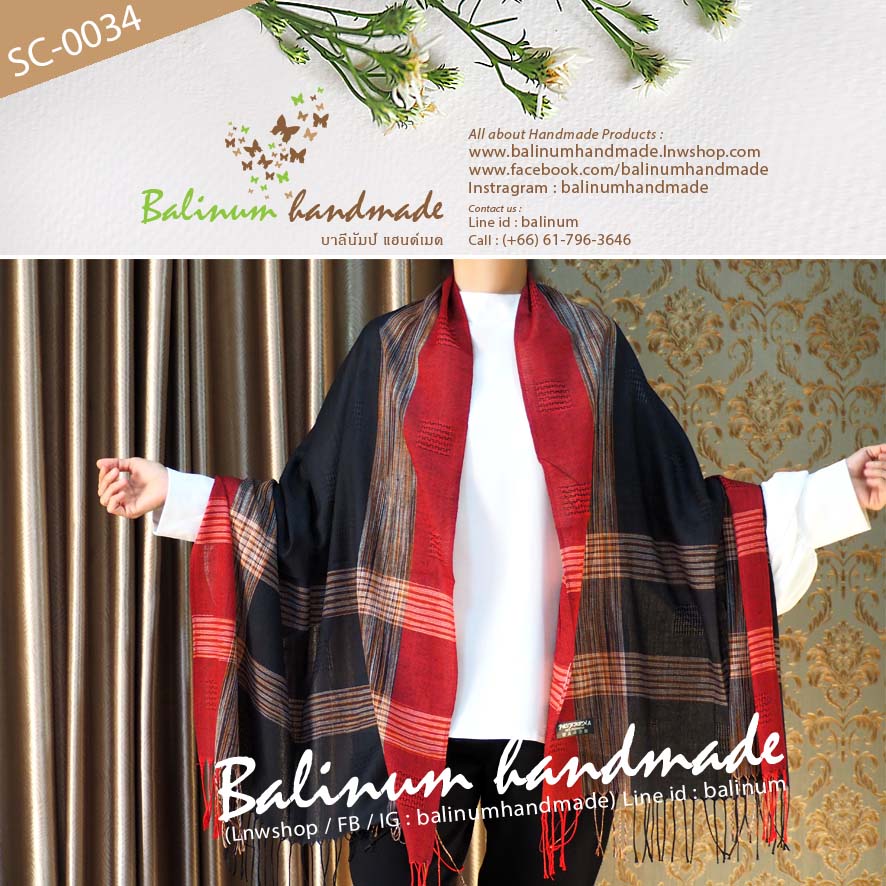 ผ้าพันคอพาสมีน่า 100% โทนดำ-แดง-ขาว-ส้ม ผ้ามีน้ำหนัก เนื้อผ้านุ่ม ลื่น บางเบา ให้ความอบอุ่น รู้สึกสบาย สามารถนำมาพันคอหรือคลุมไหล่ก็ได้ (ใช้ได้ทั้งผู้หญิงและผู้ชาย) ดำ, แดง (Black, Red)