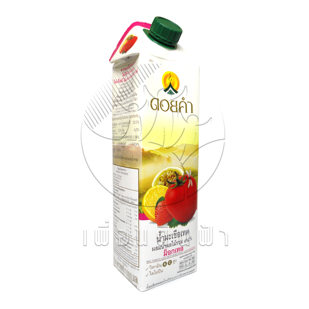 E32 ดอยคำ น้ำมะเขือเทศผสมน้ำผลไม้รวม ๙๘% ม็อกเทล พร้อมดื่ม 1000ml. "เจ"