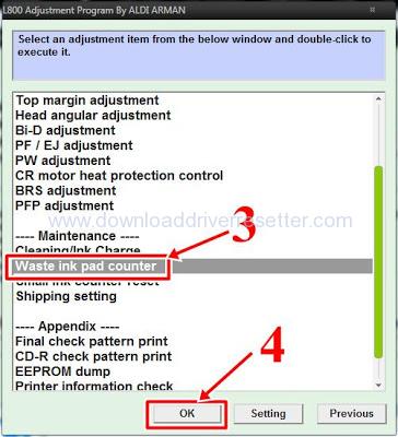 โปรแกรมเคลียร์ซับหมึก Epson Adjustment Resetter